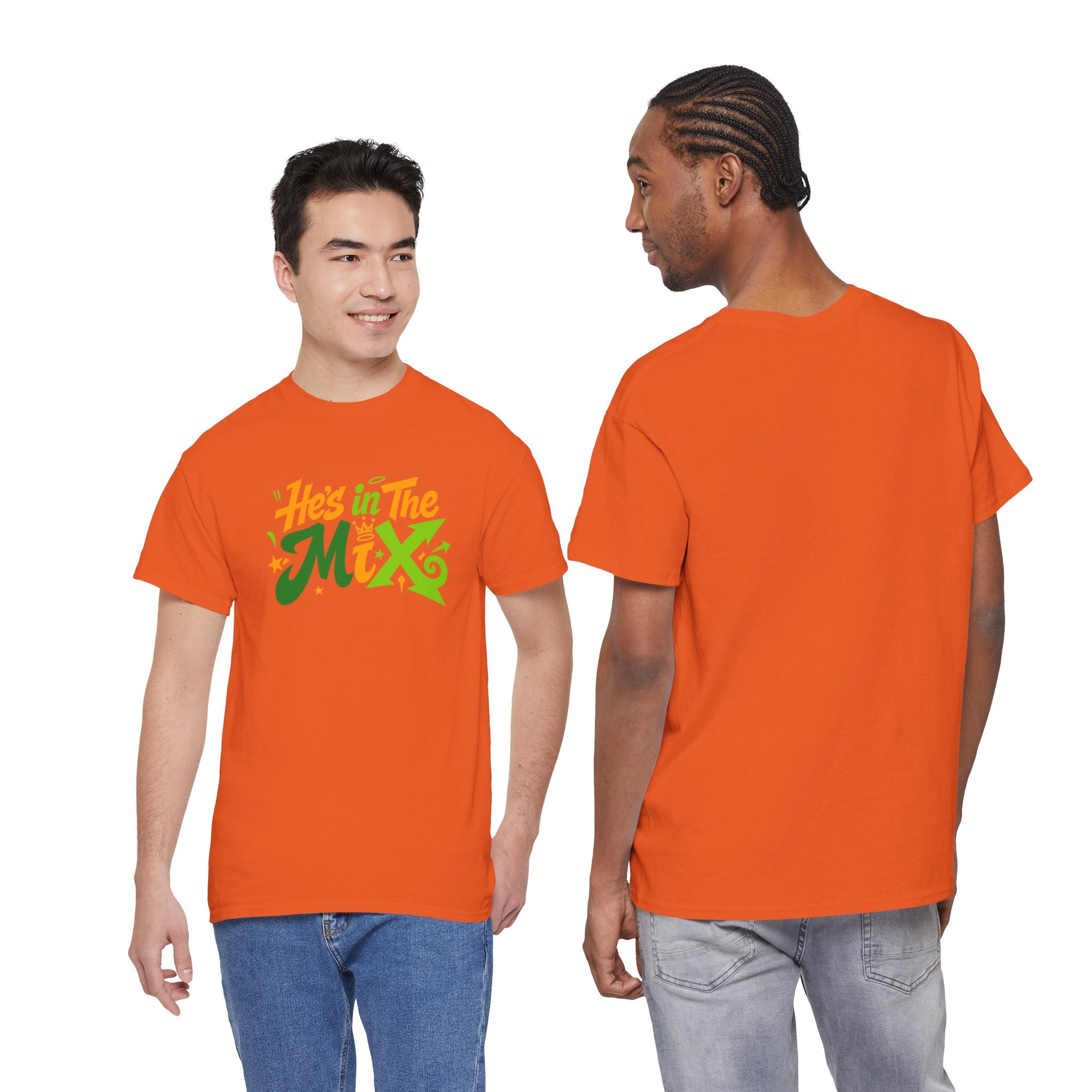 "He's in the Mix" T-Shirt — Retro Green & Orange DJ/Music Tee