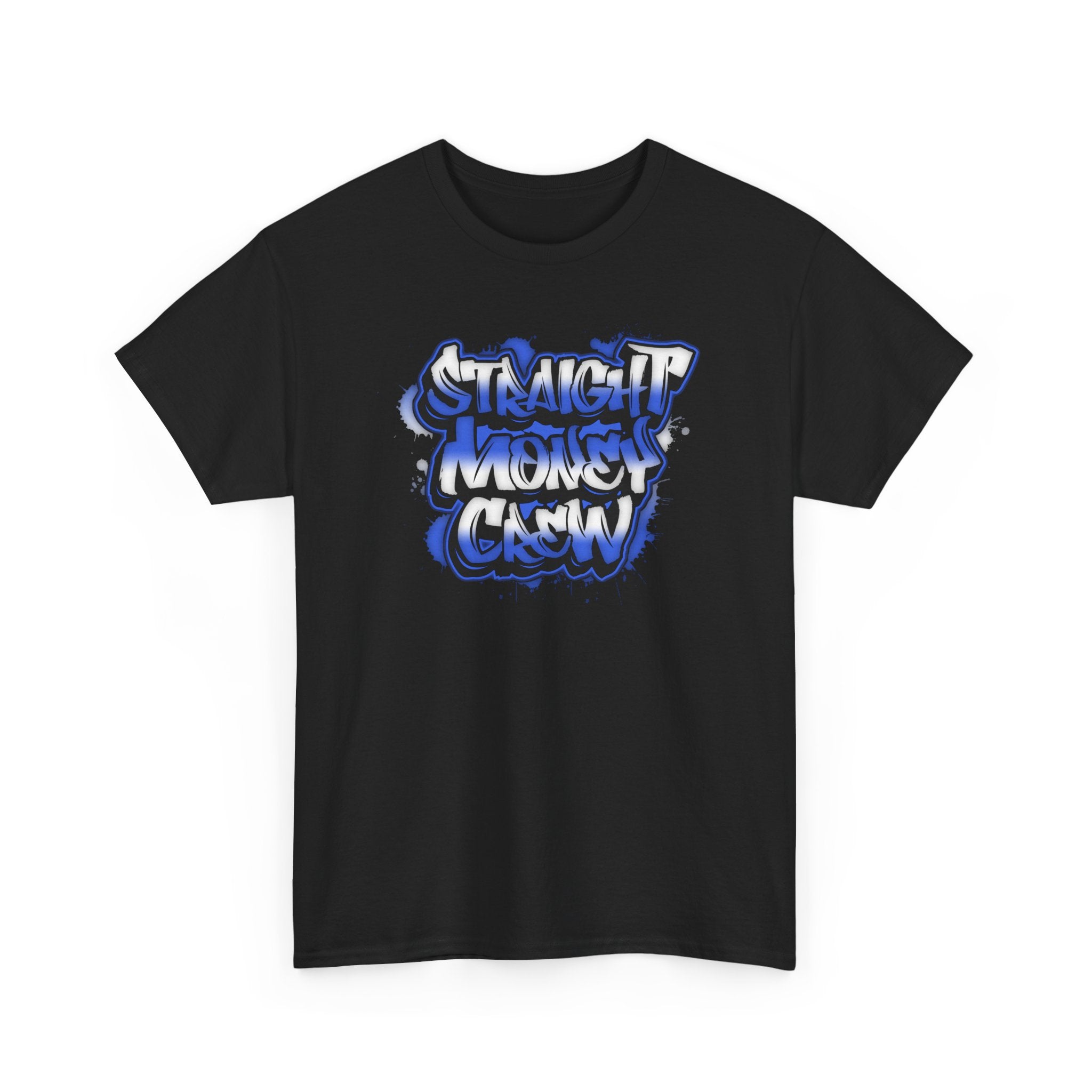 T-Shirt — "Stackin' Money Crew" Blue Graffiti Graphic Tee