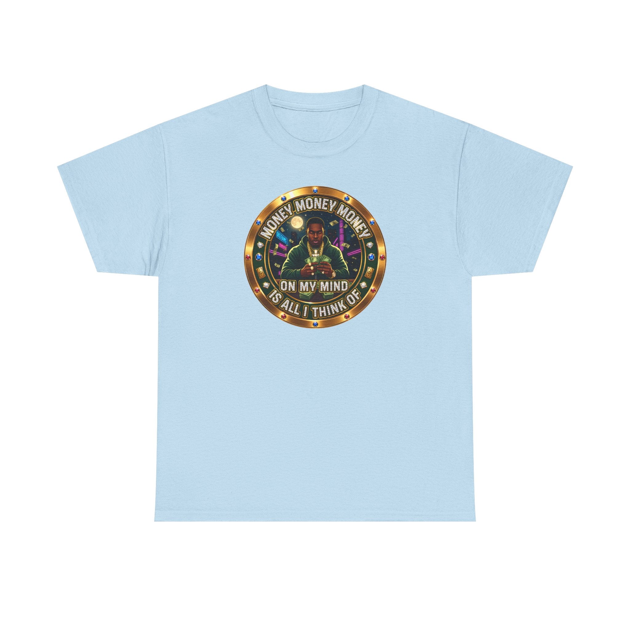 "Money On My Mind" Graphic Tee — Retro Casino Coin Design