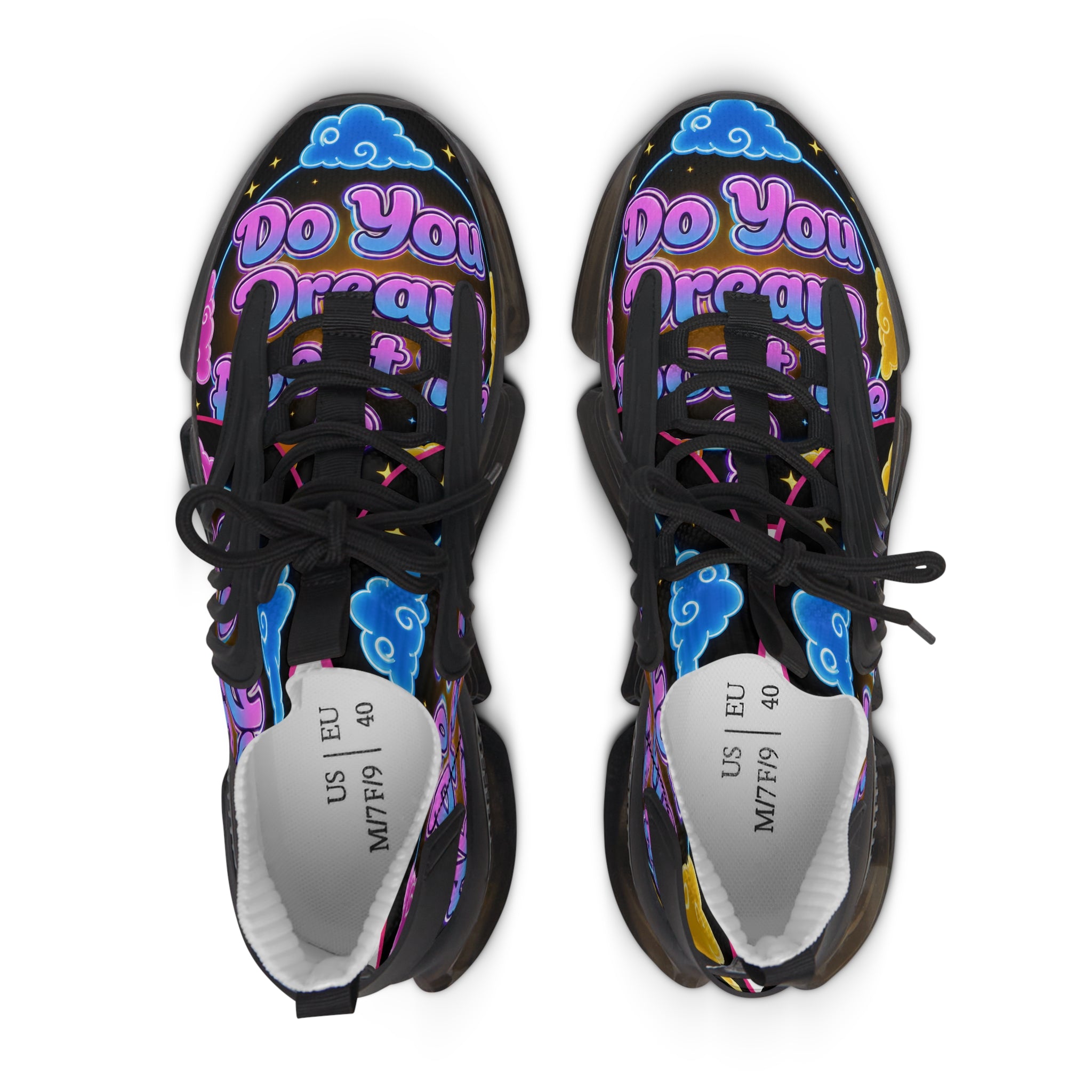 Mesh Sneakers — "Do You Dream Bout Me" Colorful Cloud Graphic
