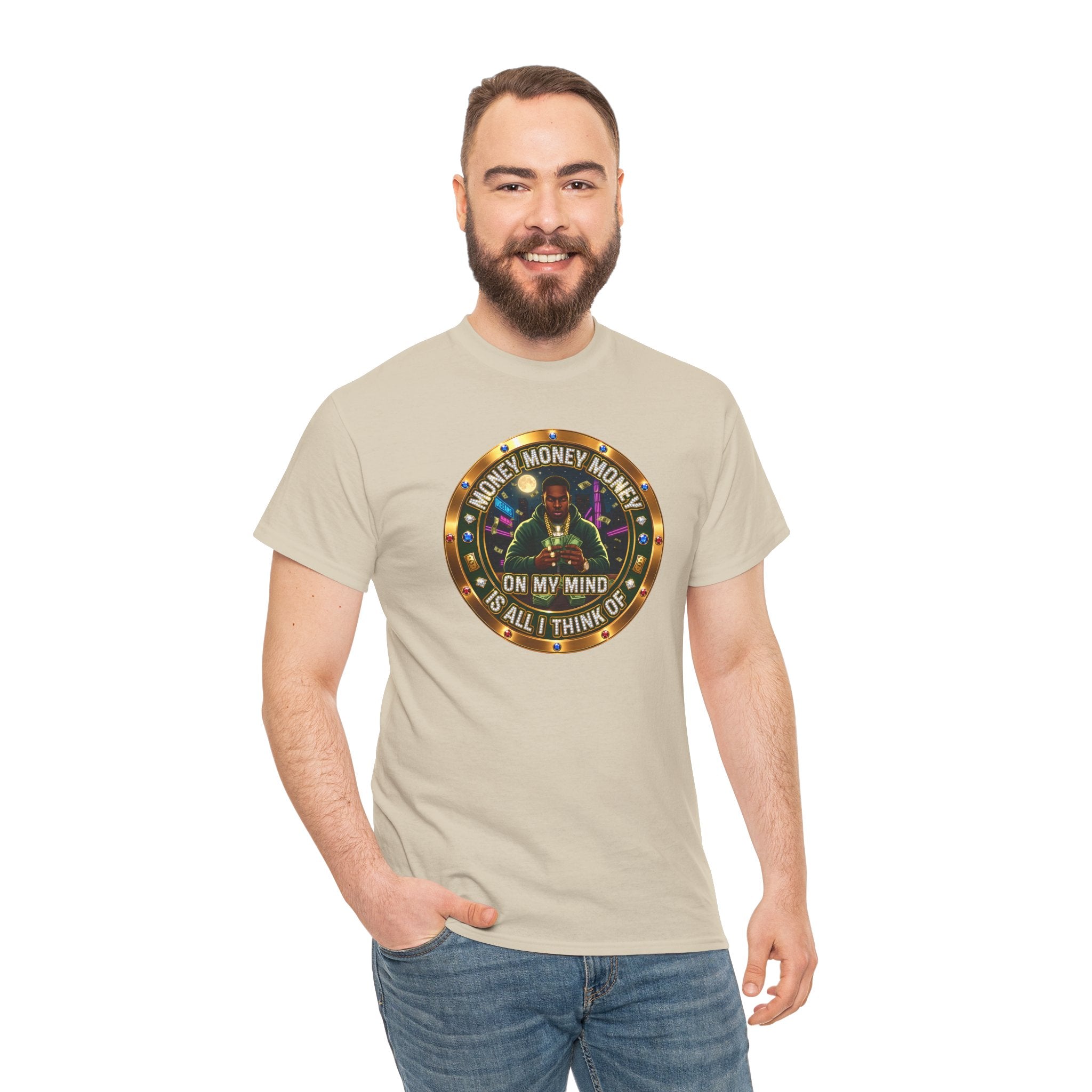 "Money On My Mind" Graphic Tee — Retro Casino Coin Design