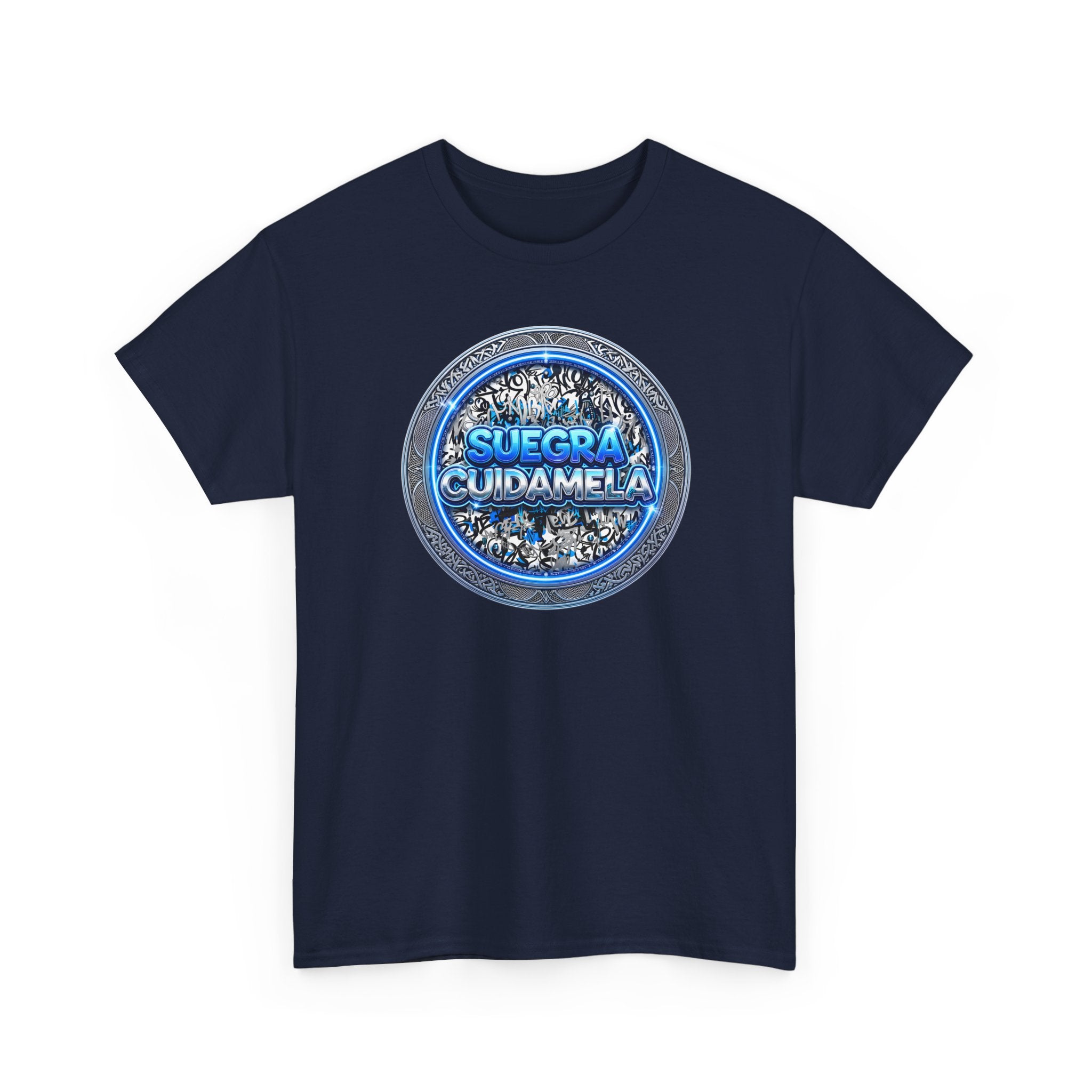 T-Shirt — Suegra Cuídame (Blue Floral Emblem)