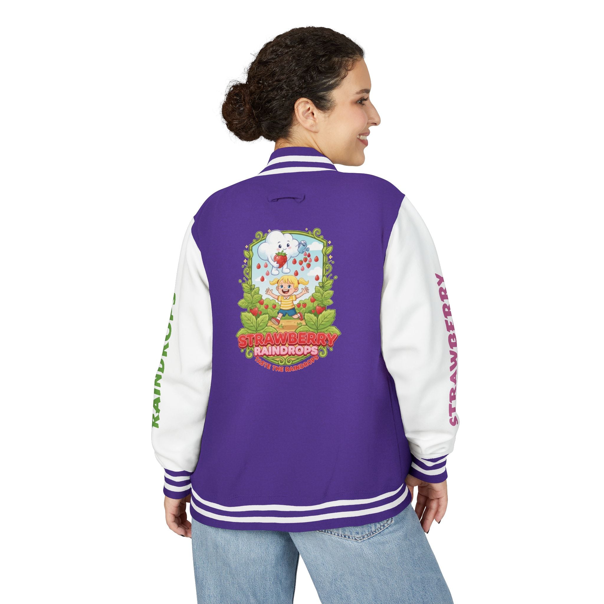 Letterman Jacket —Strawberry Raindrops Back Patch