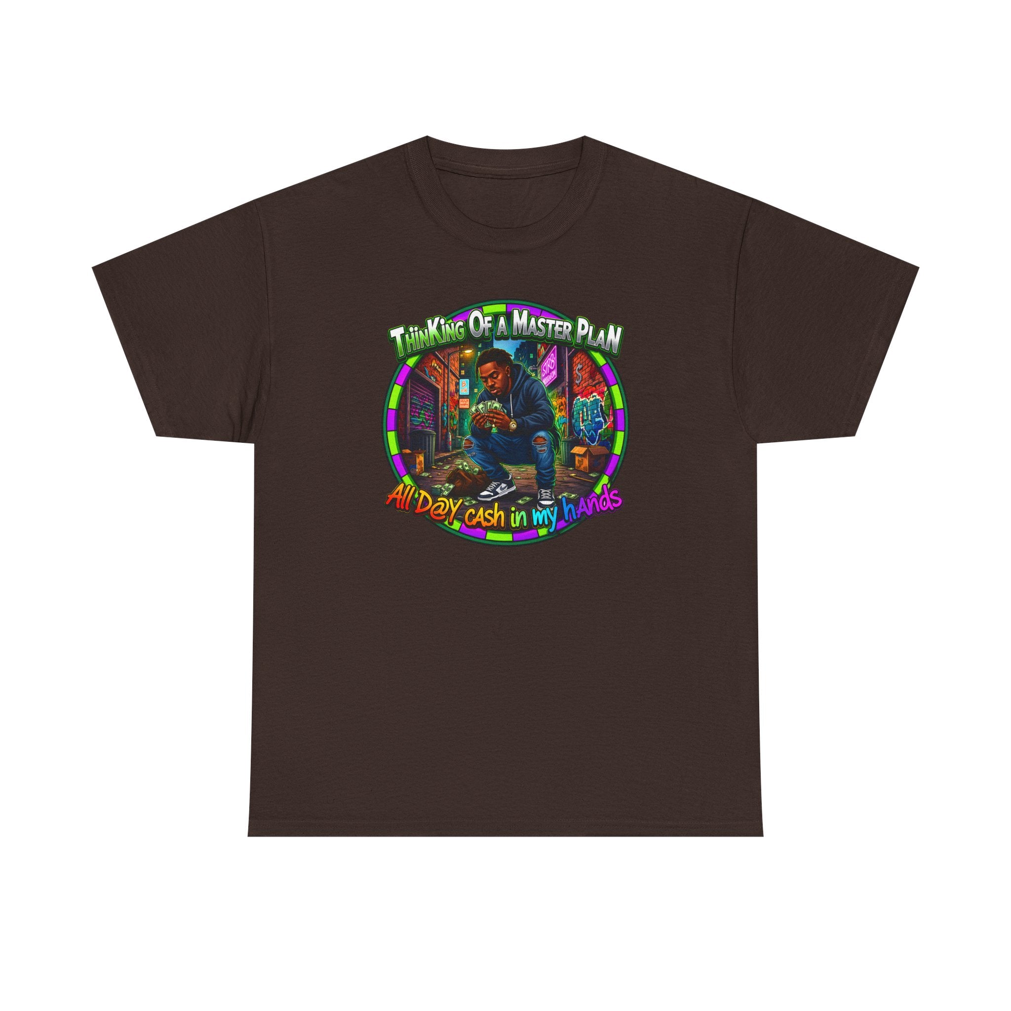 T-Shirt — "Thinking of a Master Plan" Colorful Retro Hip-Hop Graphic Tee