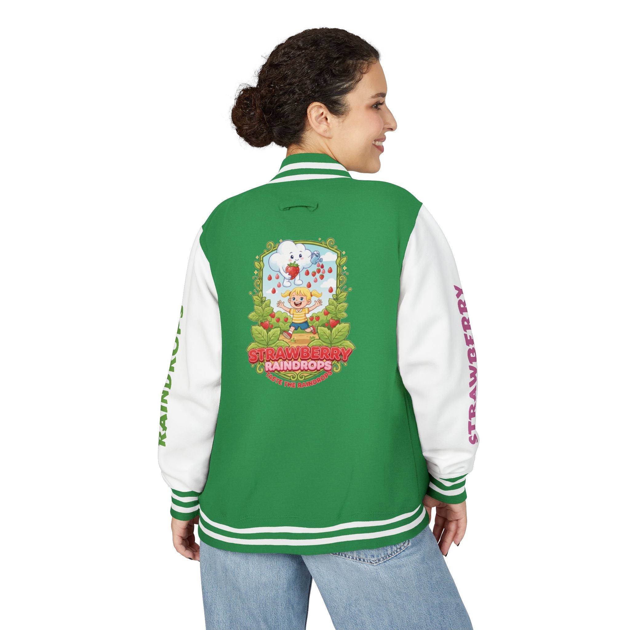 Letterman Jacket —Strawberry Raindrops Back Patch