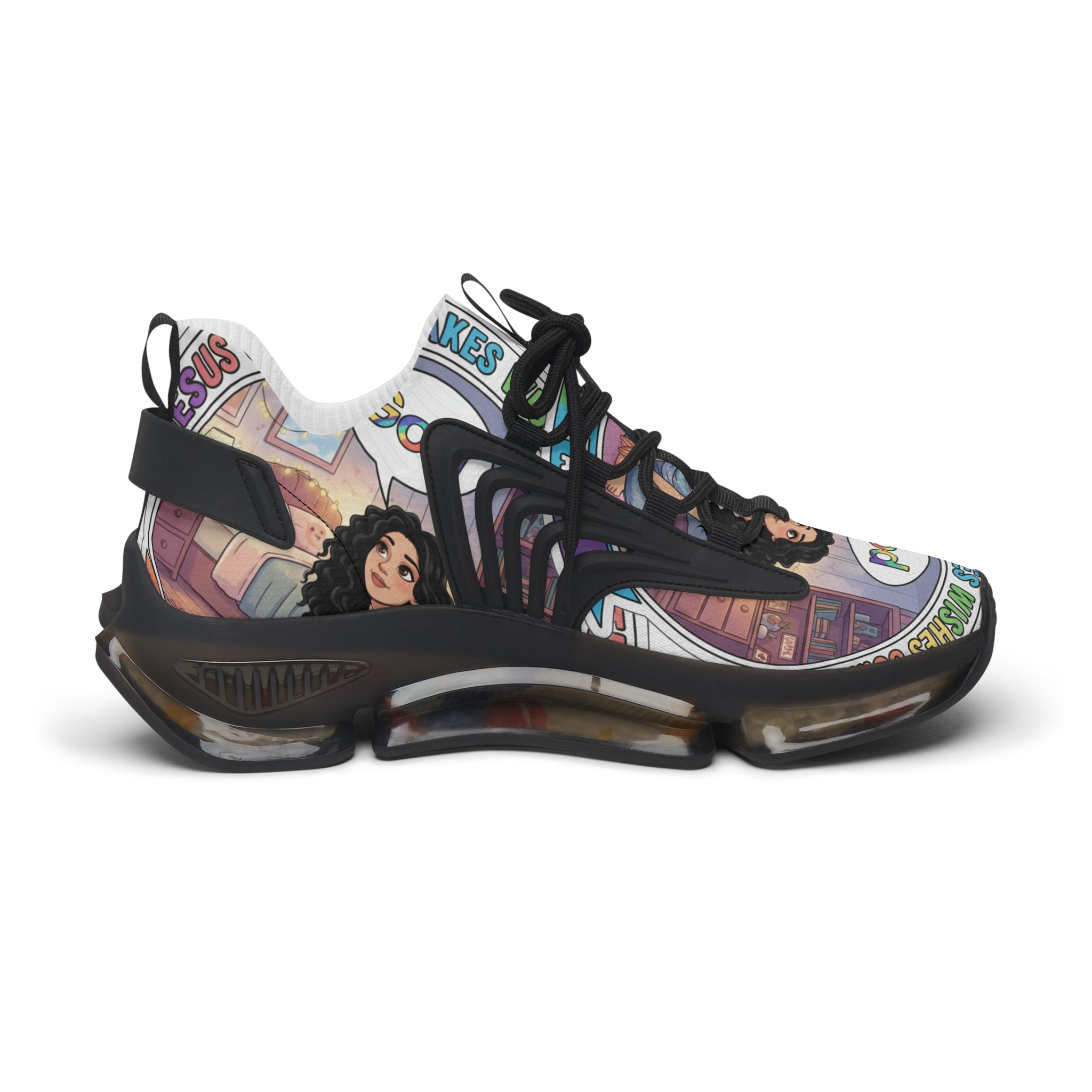 Mesh Sneakers — Inspirational  "Jesus Christ Makes Wishes Come True "Graphic Women’s Athletic Shoes