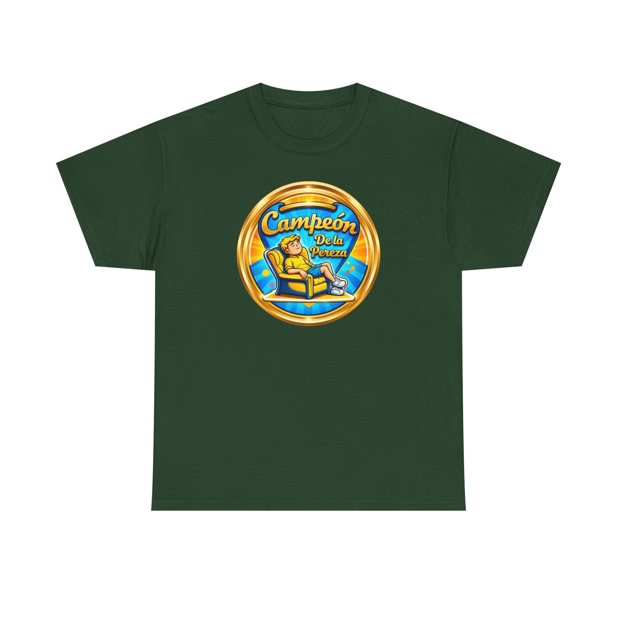"Campeón De La Pereza" Tee — Gold Badge Adventure T‑Shirt