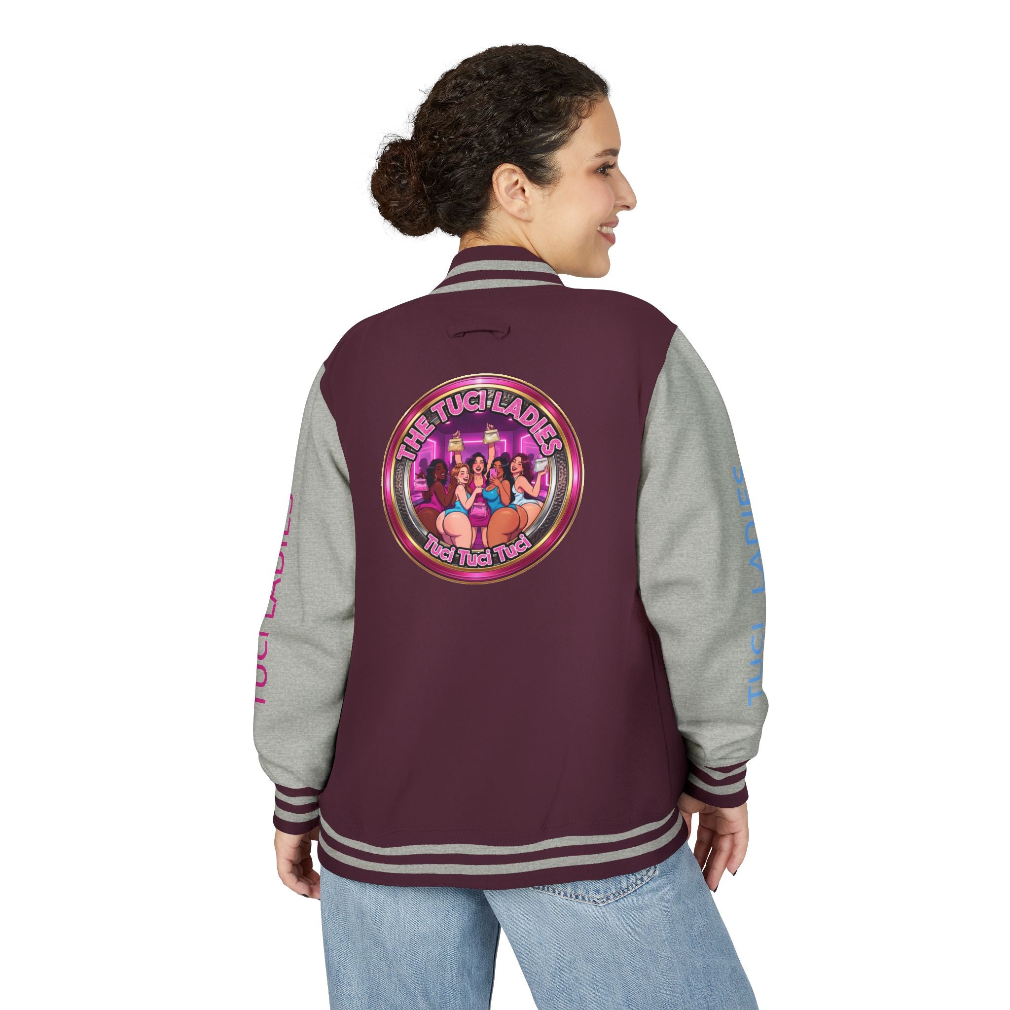 Letterman Jacket — The Tuci Tuci Tuci Ladies Graphic Varsity Jacket