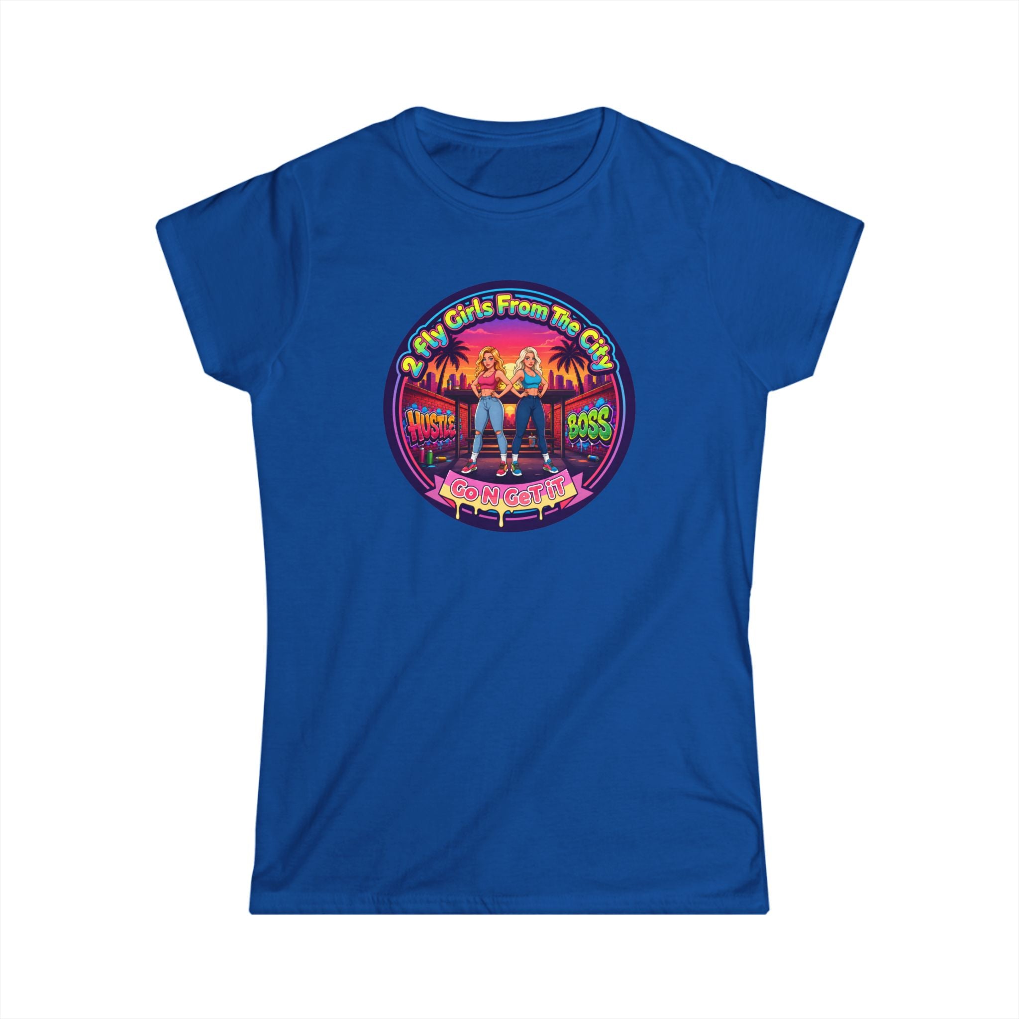 Retro '2 Fly Girls From The City"  Graphic Tee - 80s Sunset Rock Band Vibe