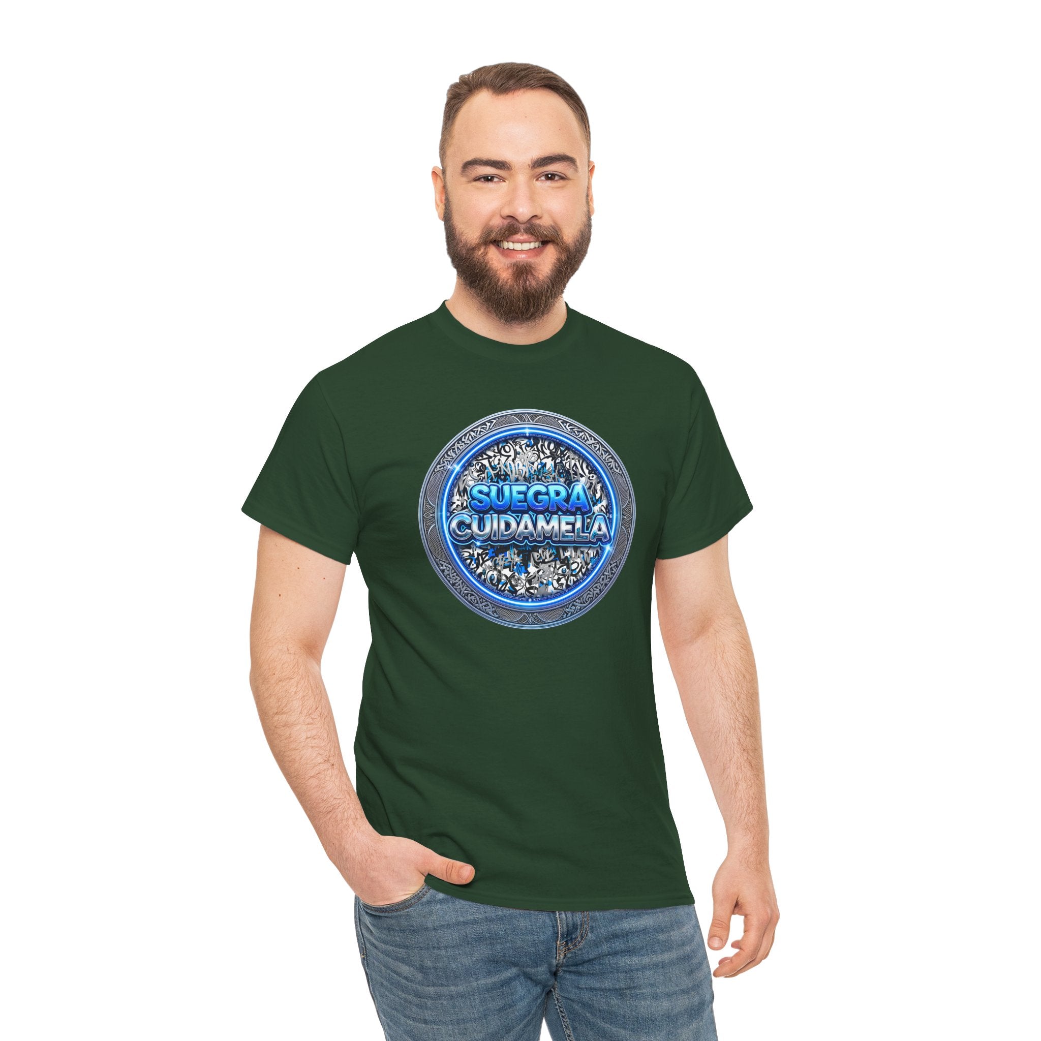 T-Shirt — Suegra Cuídame (Blue Floral Emblem)