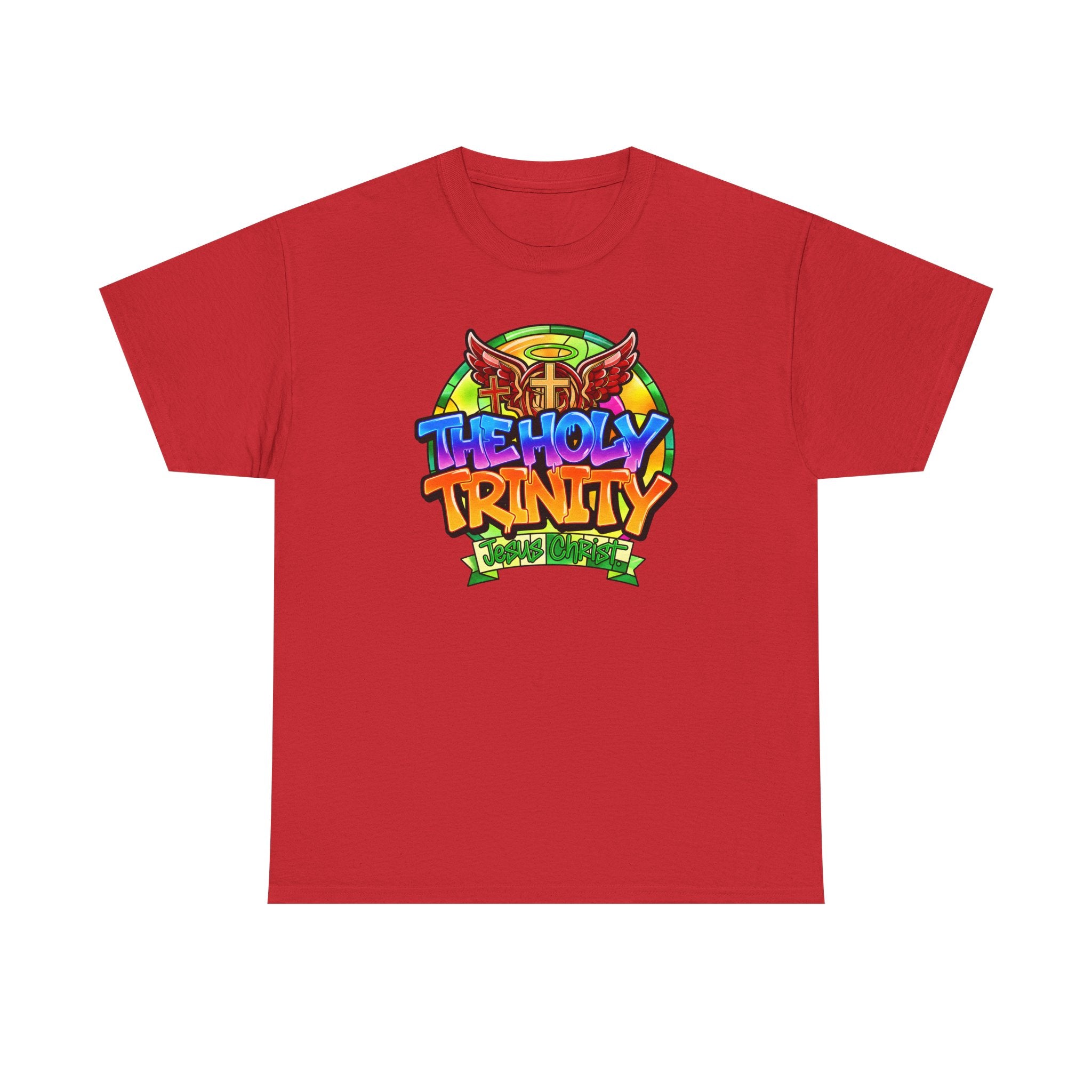 Holy Trinity Graphic Tee — Colorful Faith-Inspired Streetwear T-Shirt