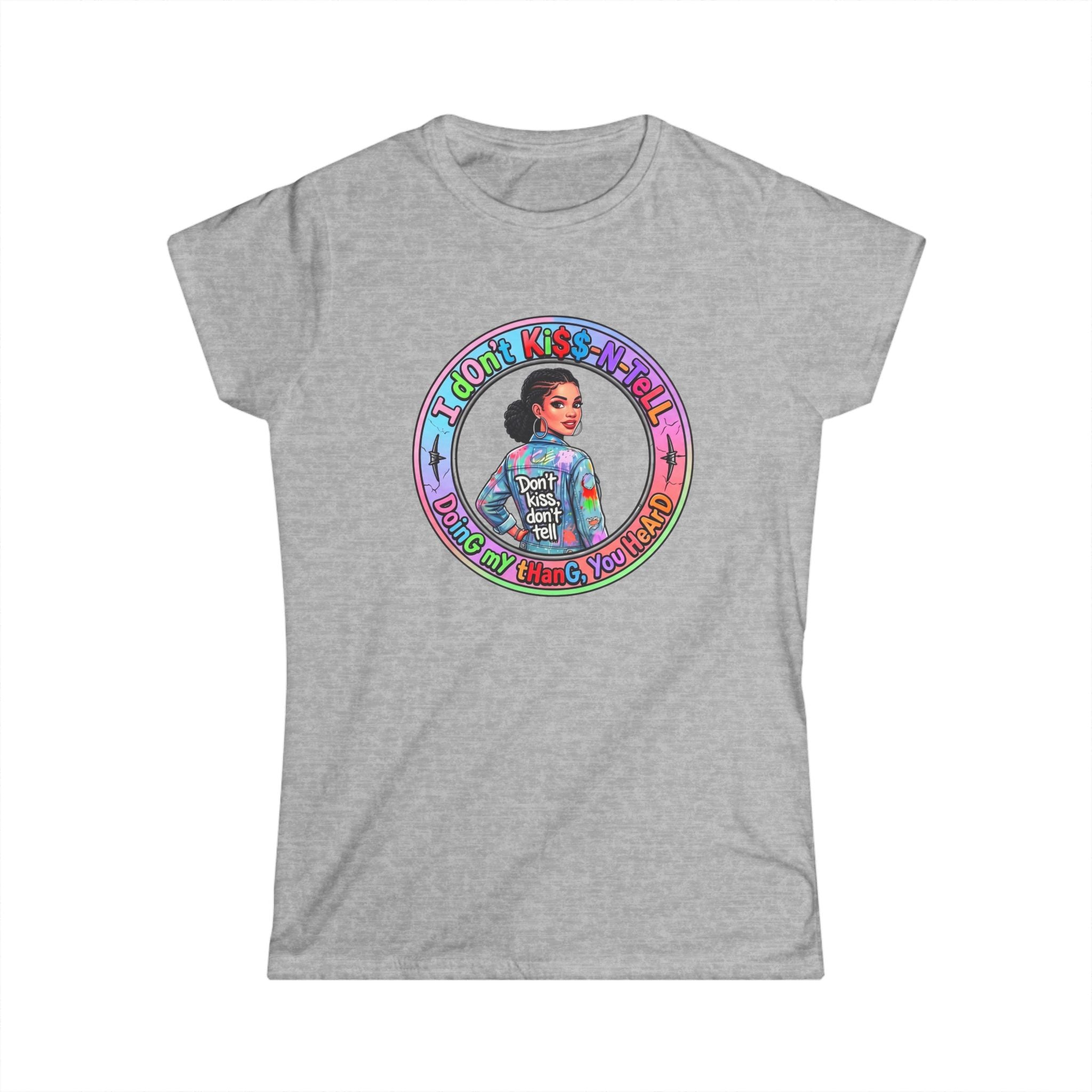 Women's Tee — 'I Don't Kiss-N-Tell" Vintage-Inspired Afro Pride Graphic
