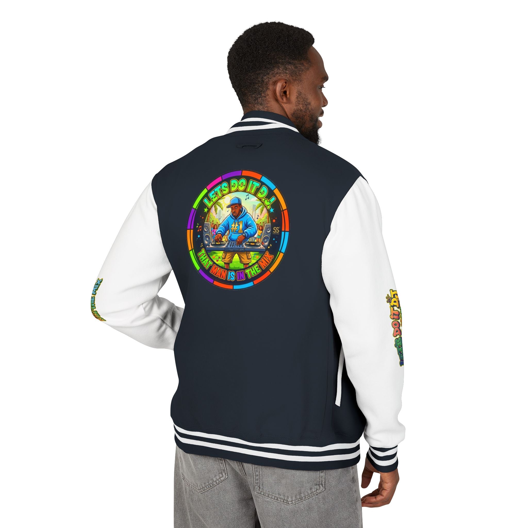 Letterman Jacket — 'Let's Do It' DJ Graphic Varsity Jacket