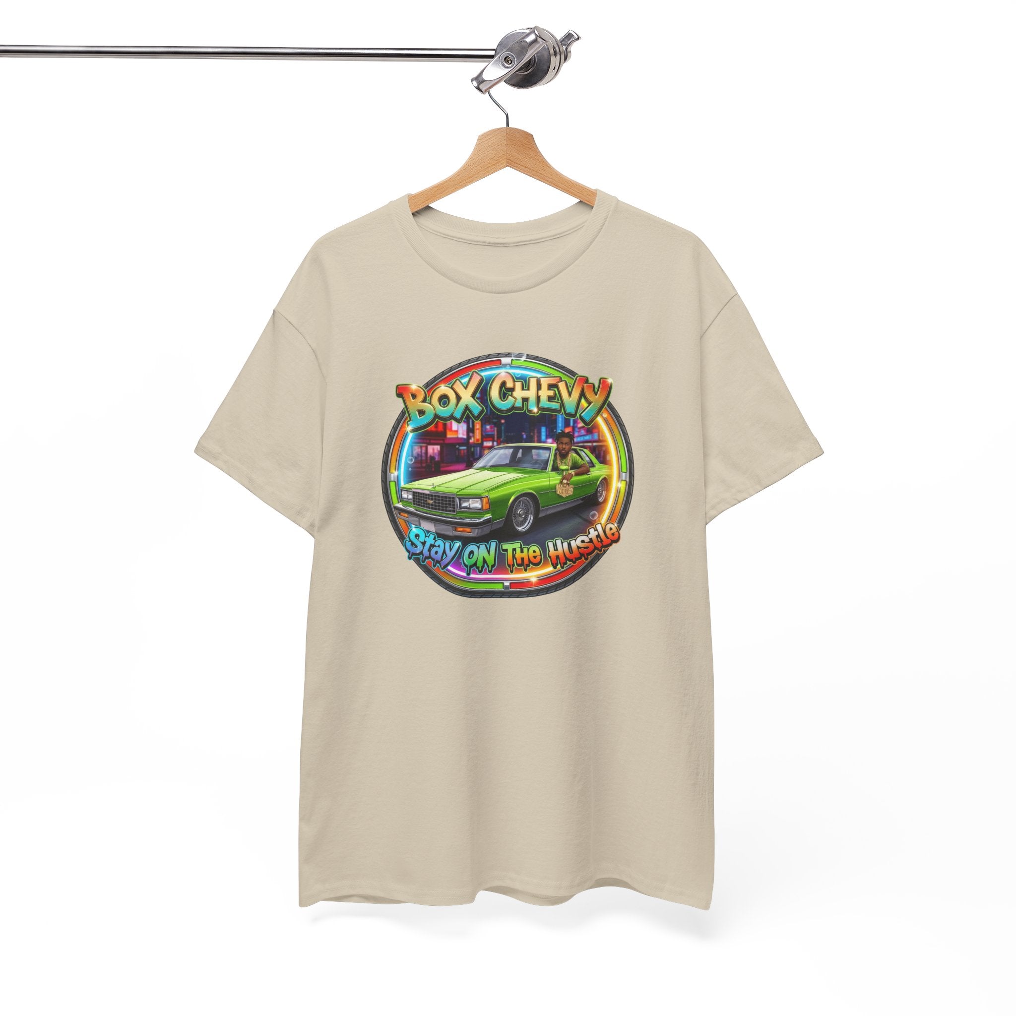 Vintage Chevy Truck Tee — "Box Chevy Stay On The Hustle" Retro Car Graphic Shirt