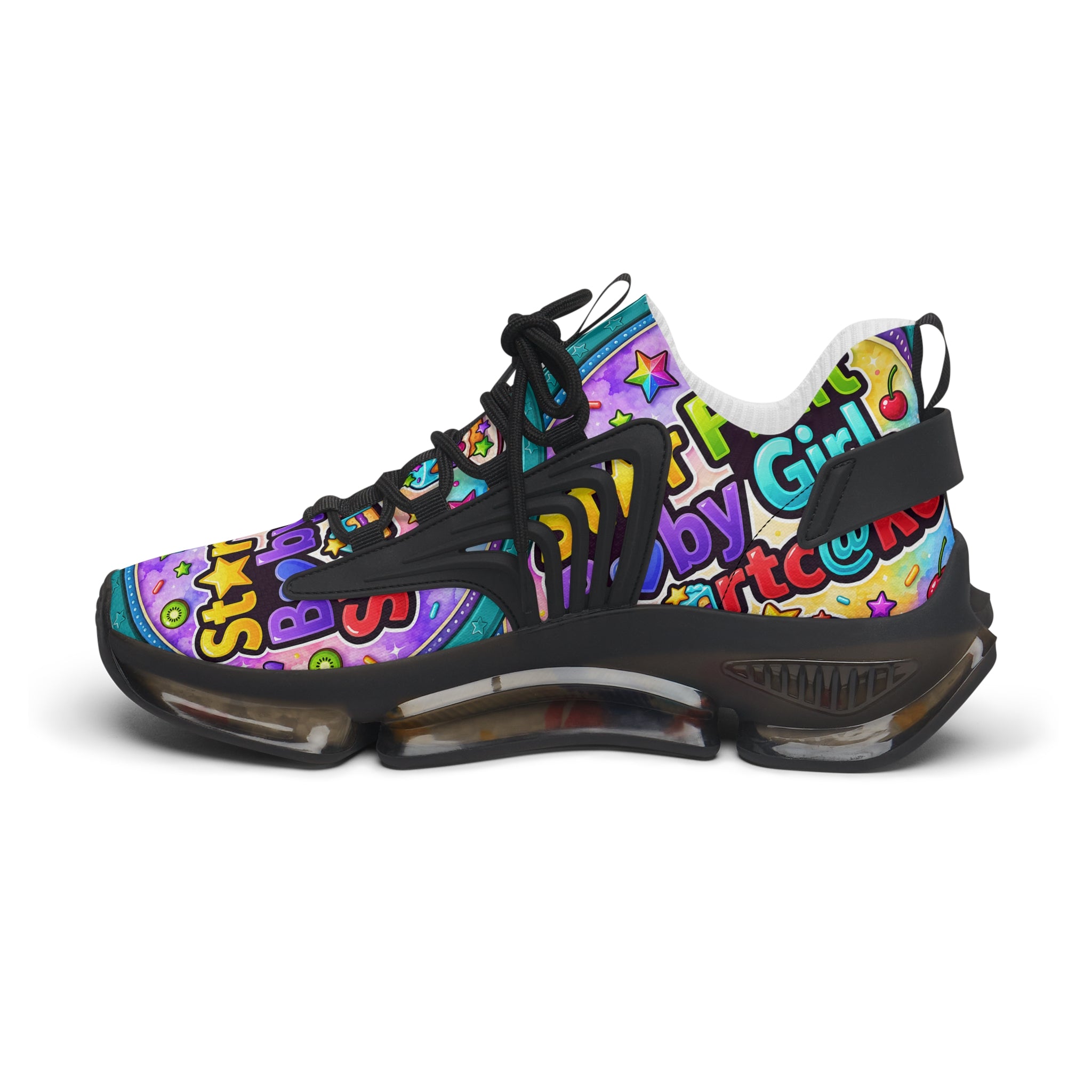 Colorful Graffiti Mesh Sneakers – 'Star Fruit Baby Shortcake' Graphic Women's Athletic Shoes
