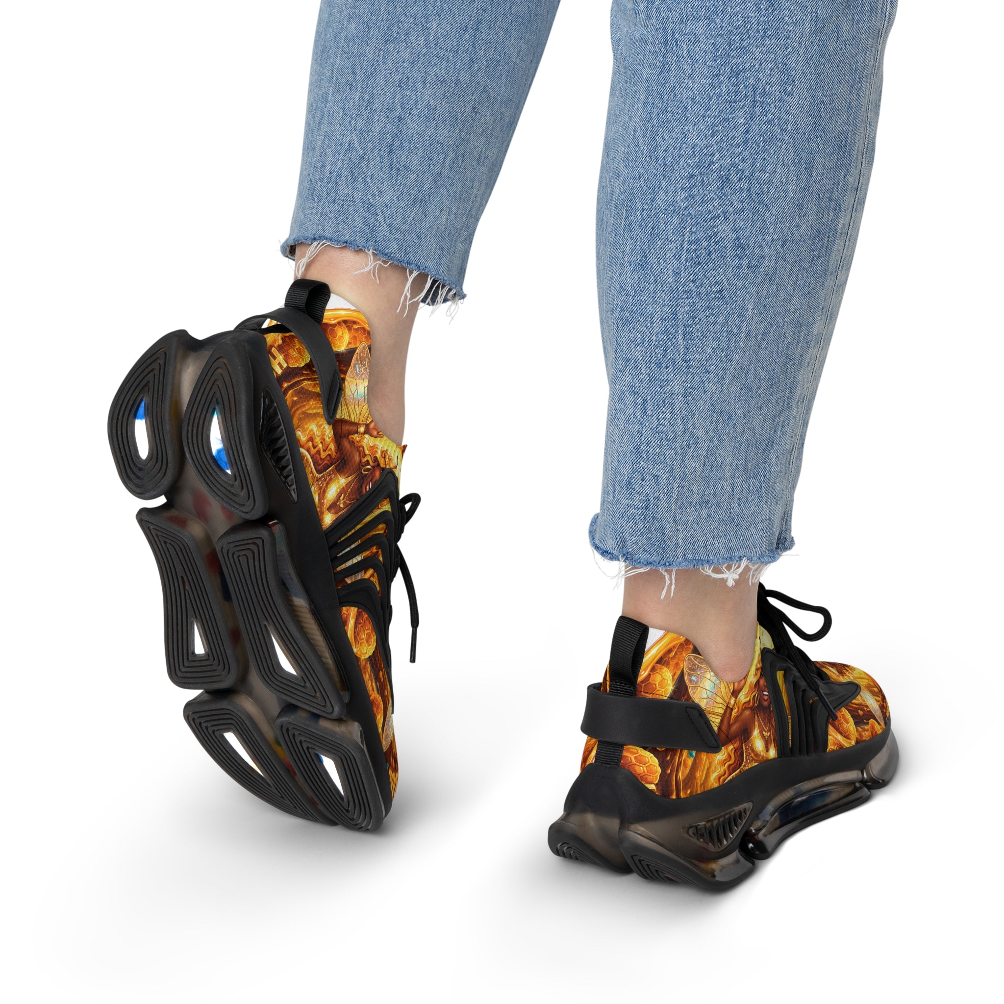 Mesh Sneakers — "Honey Bee Queen" Graphic Women’s Athletic Shoes