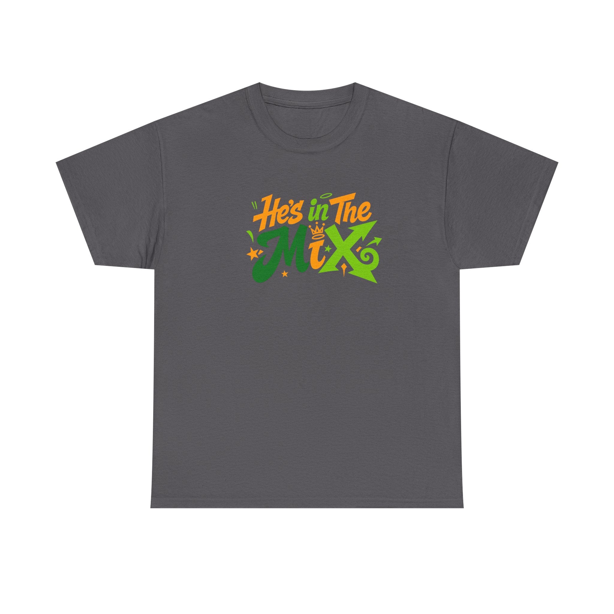 "He's in the Mix" T-Shirt — Retro Green & Orange DJ/Music Tee