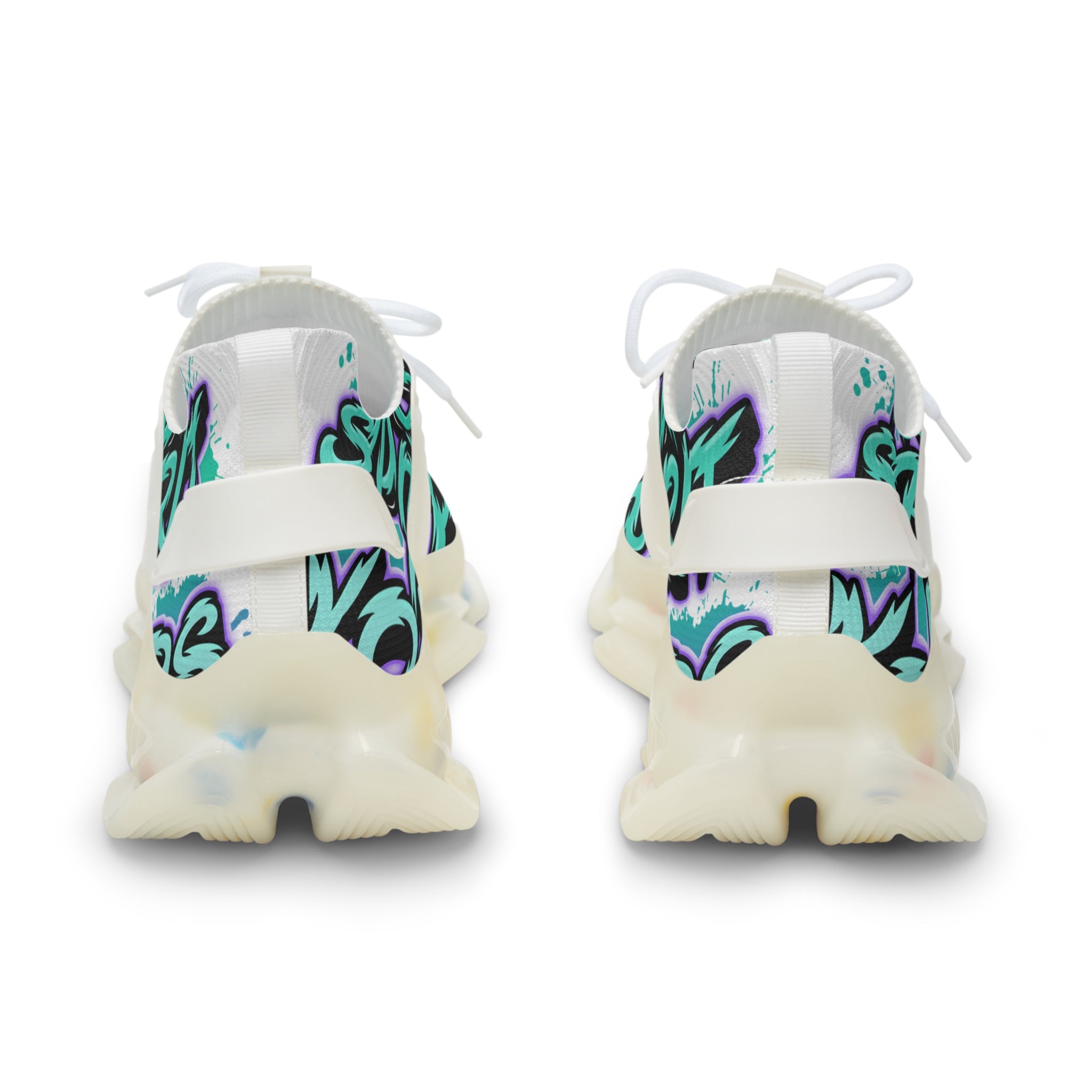 Men's Mesh Sneakers —"The Holy Spirit Is Yours'Bold Teal Graffiti Pattern Athletic Shoes
