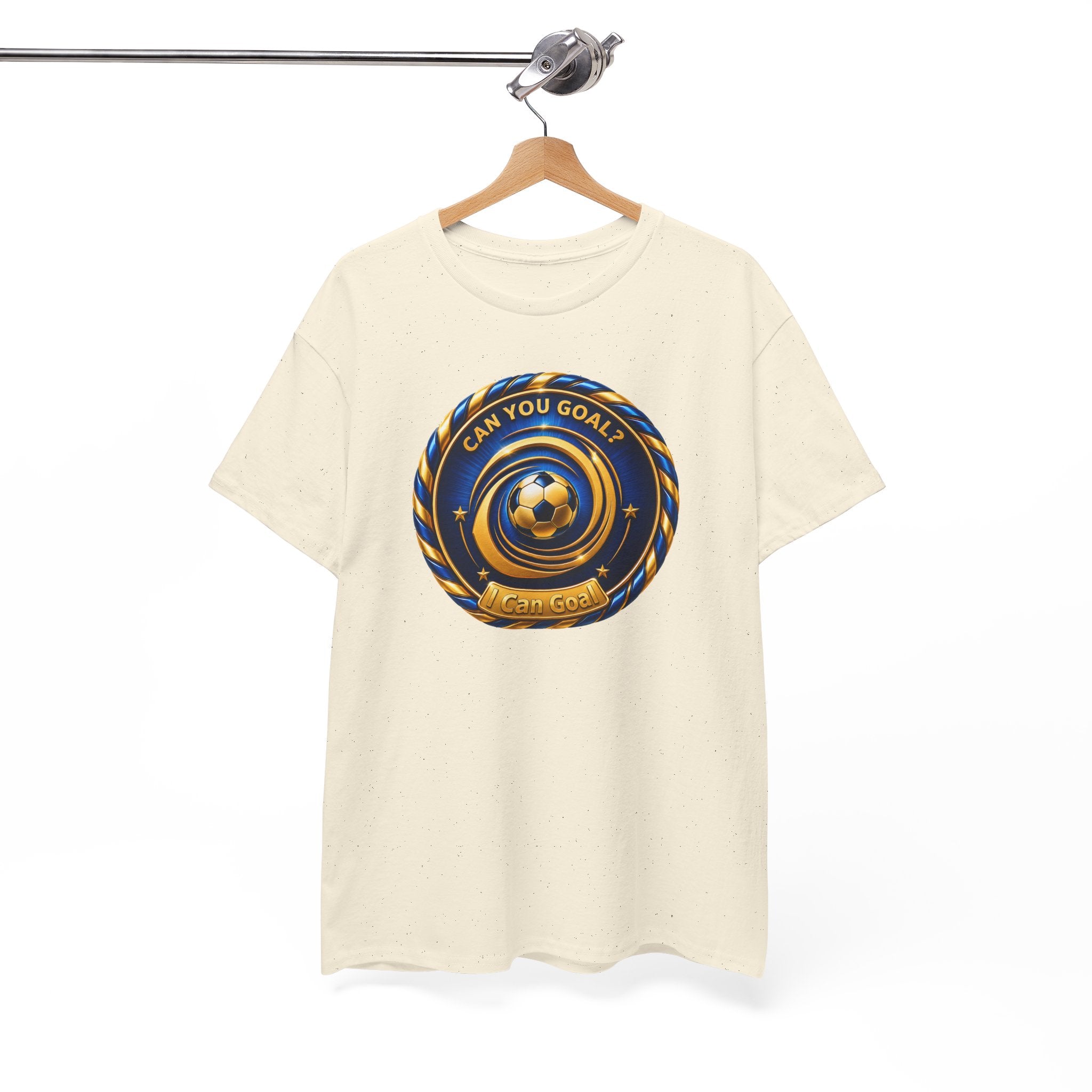 Soccer Badge Tee — "Can You Goal?" Graphic Soccer Shirt