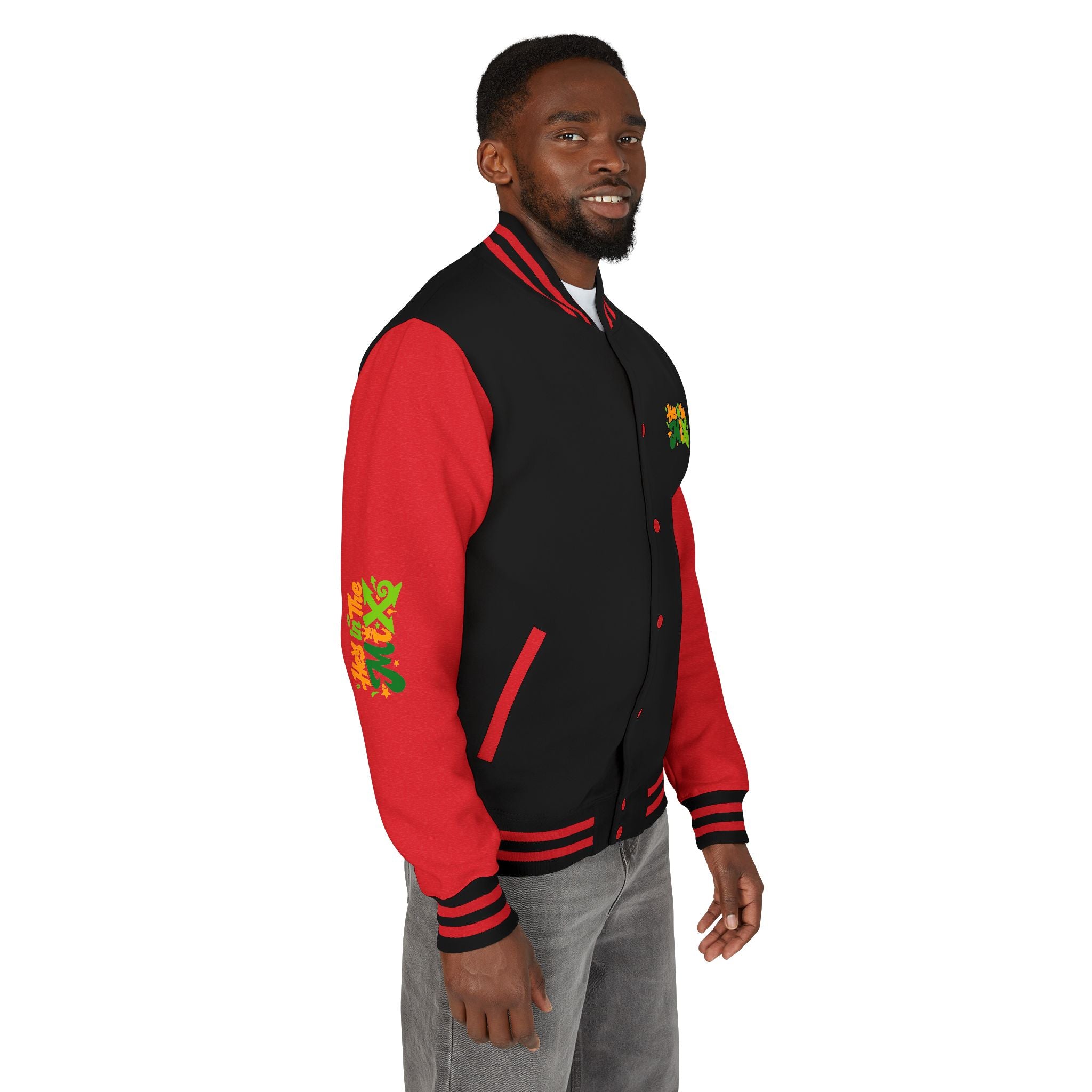 Letterman Jacket - "He's in the Mix" Retro Graffiti Varsity Jacket
