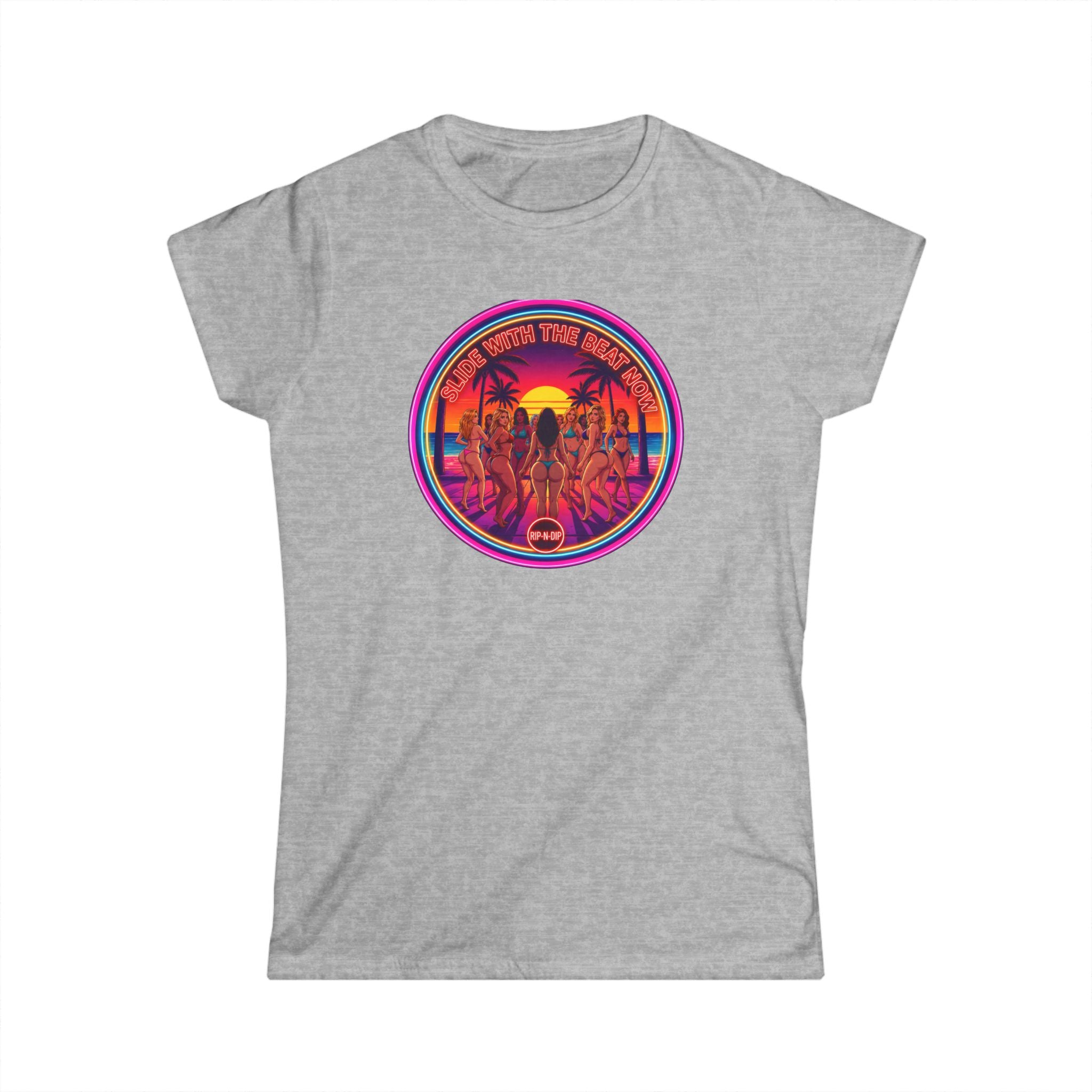 Women's Tee - " Slide With The Beat Now " Classic White Softstyle Short Sleeve