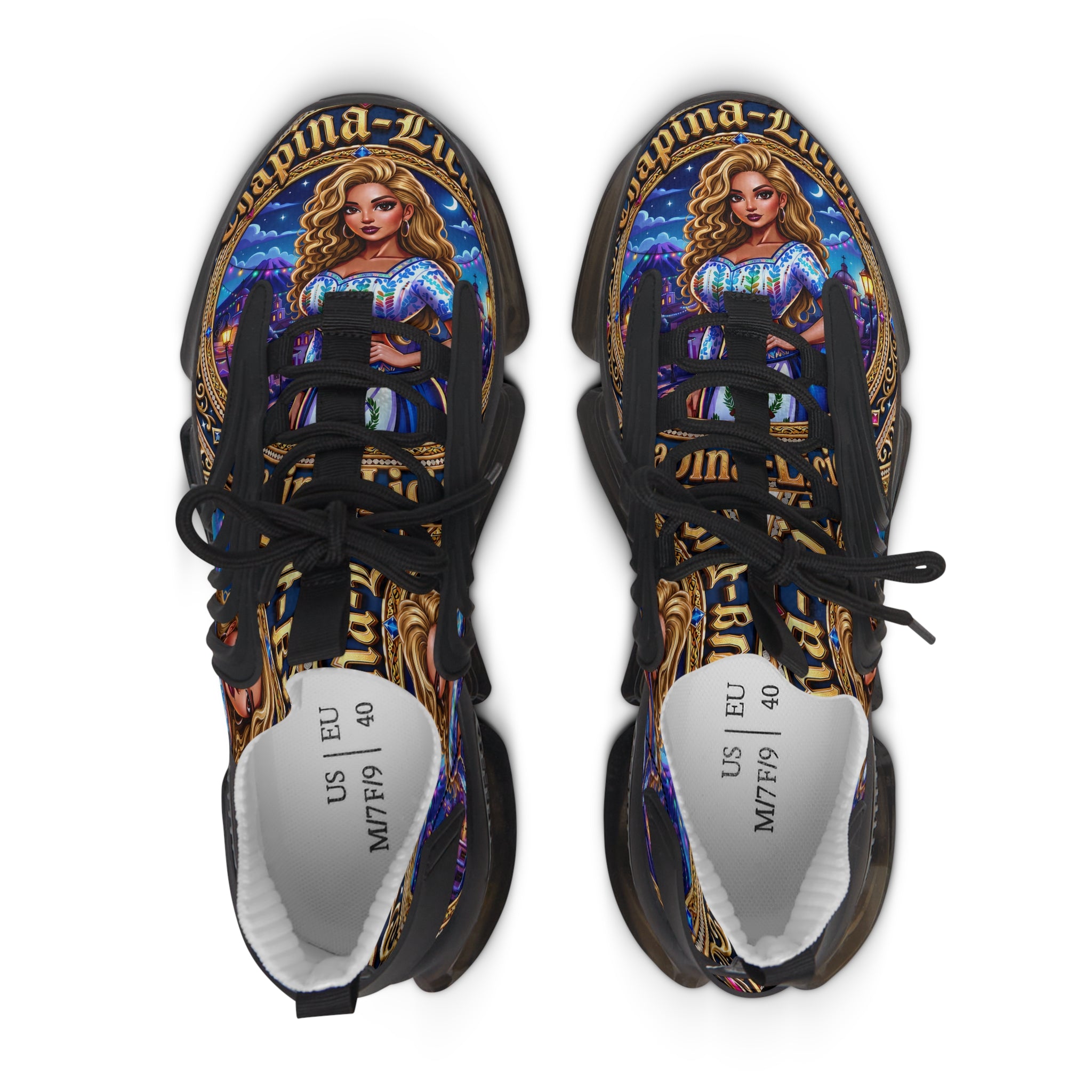 Mesh Sneakers —"Chapina-Licious "Latina Icon Art Print Lightweight Athletic Shoes