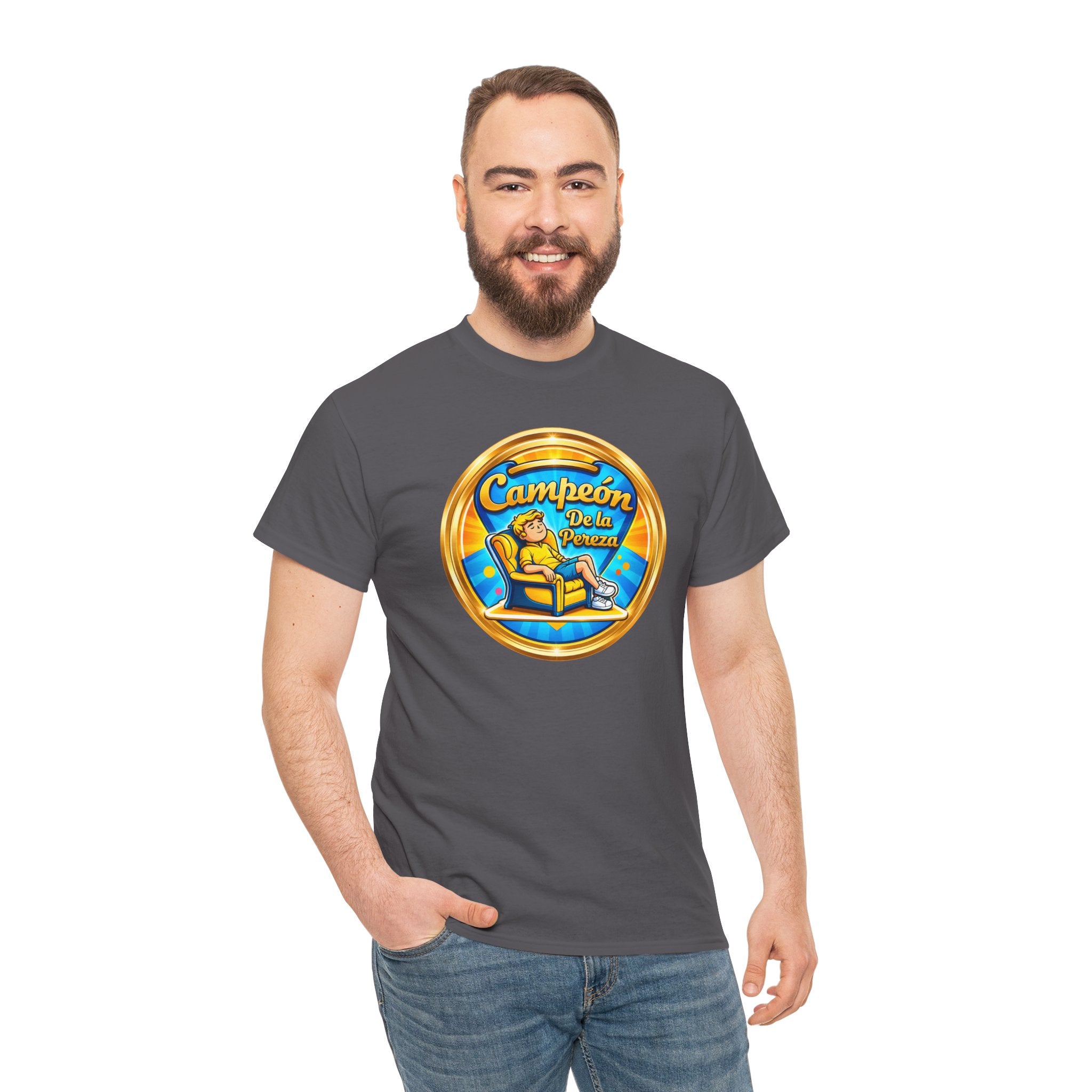 "Campeón De La Pereza" Tee — Gold Badge Adventure T‑Shirt