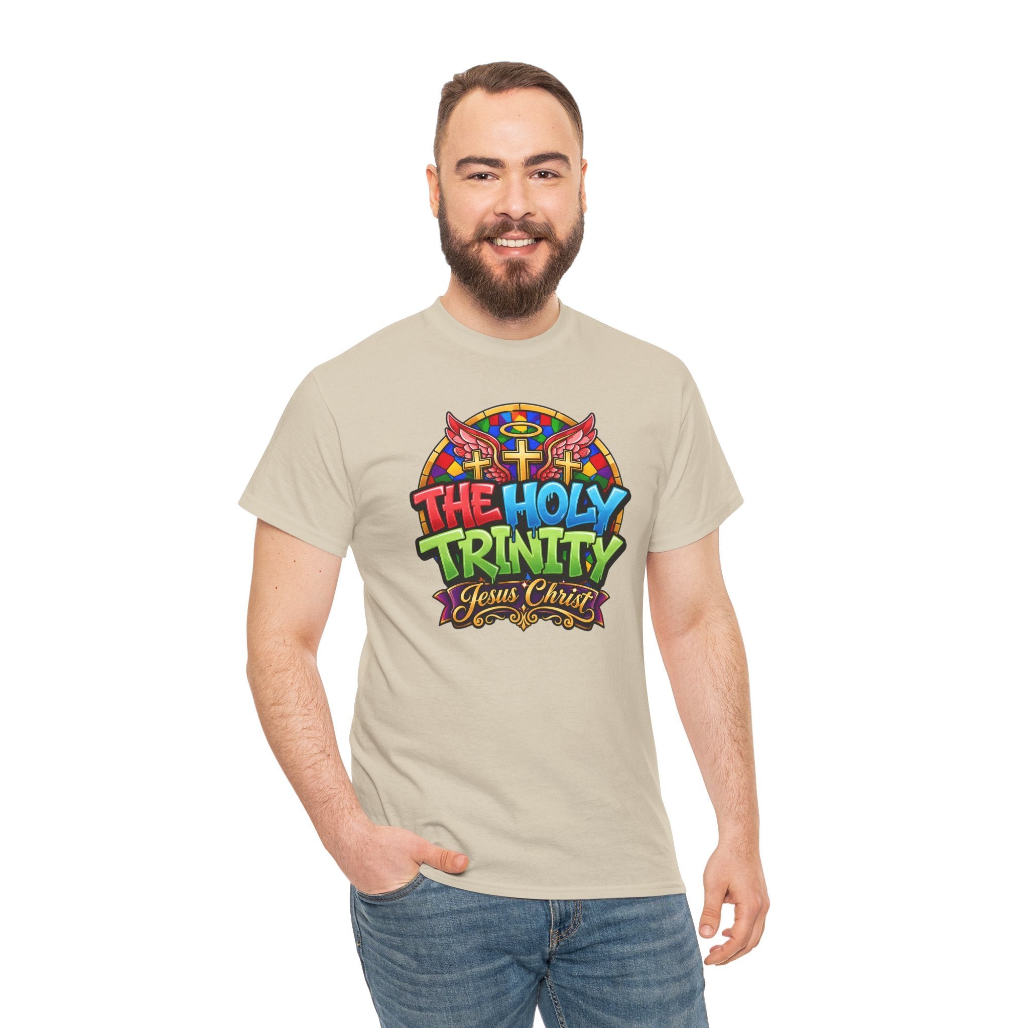 Holy Trinity Graphic Tee — 'The Holy Trinity Jesus Christ' Colorful Faith T-Shirt