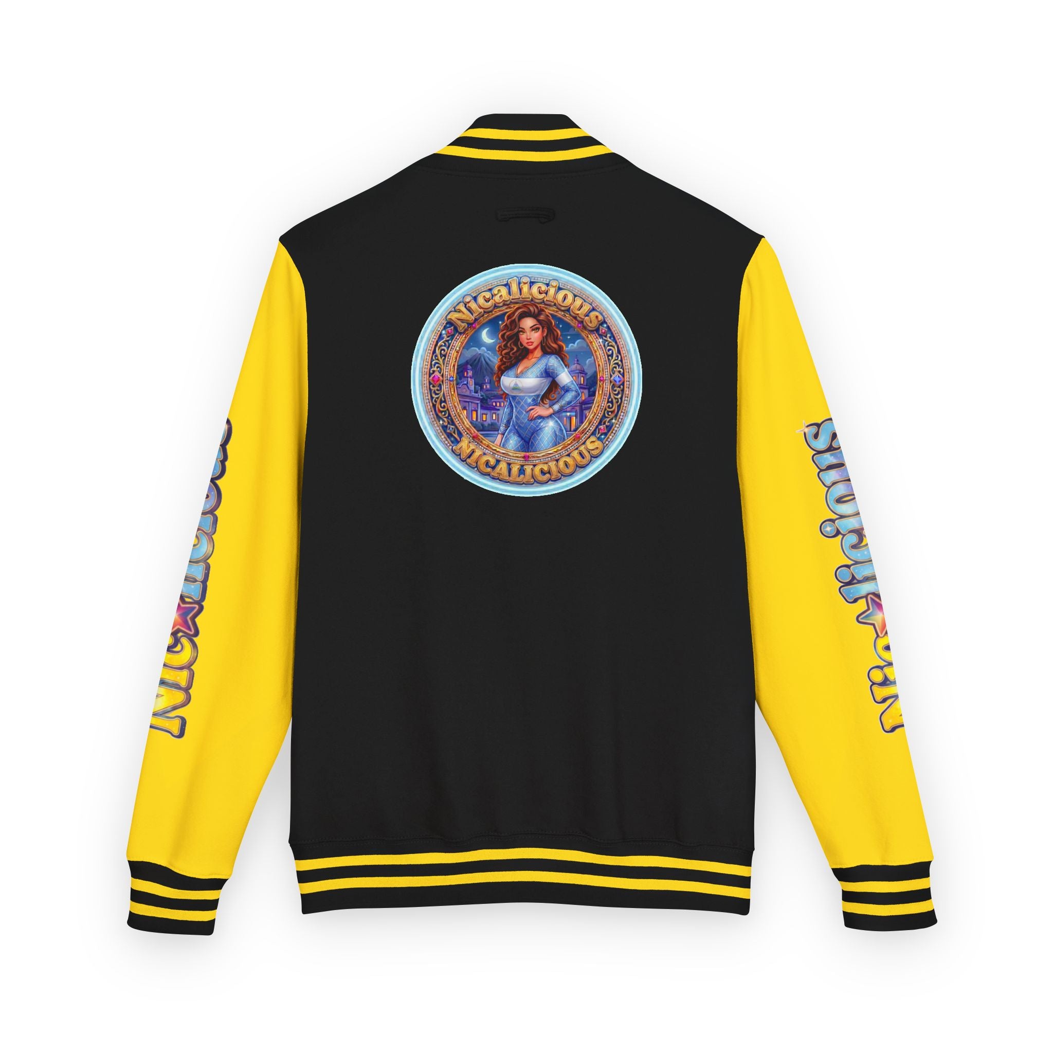 "Nicalicious" Letterman Jacket - Retro Pinup Graphic Varsity Bomber