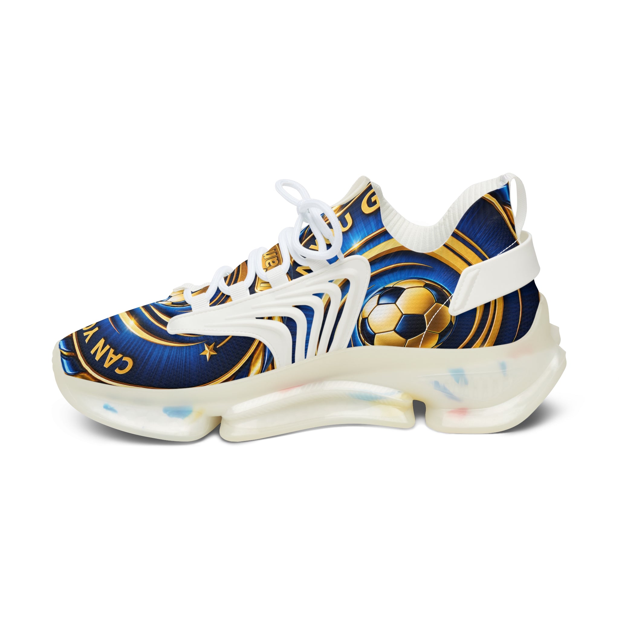 Men's Mesh Sneakers —"Can You Goal" Soccer Goal Design Women’s Athletic Shoes