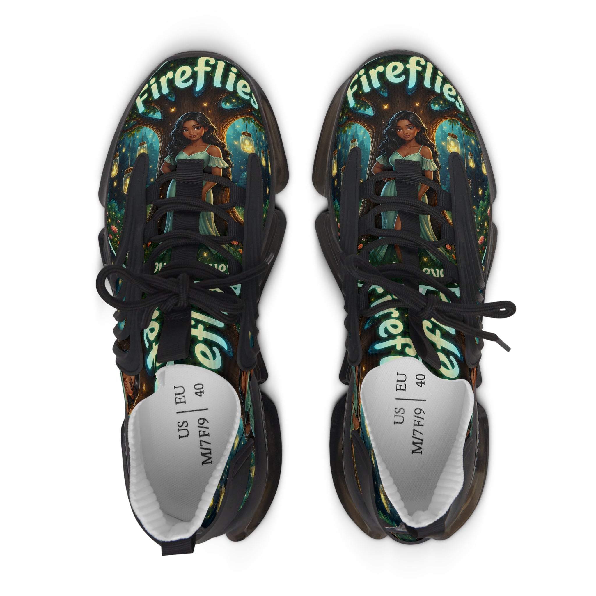Women’s Mesh Sneakers — ’Fireflies’ Artistic Fairy Graphic Lightweight Running Shoes