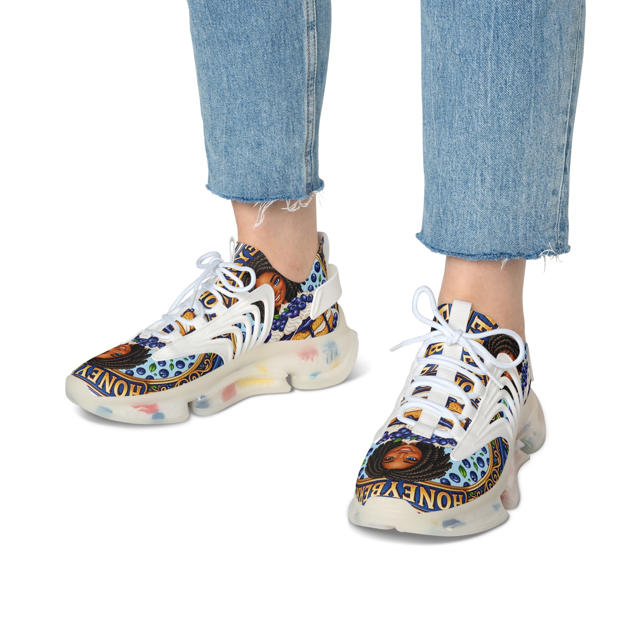 Women's Mesh Sneakers —" Honeyberry Shortcake" Portrait Athletic Shoes