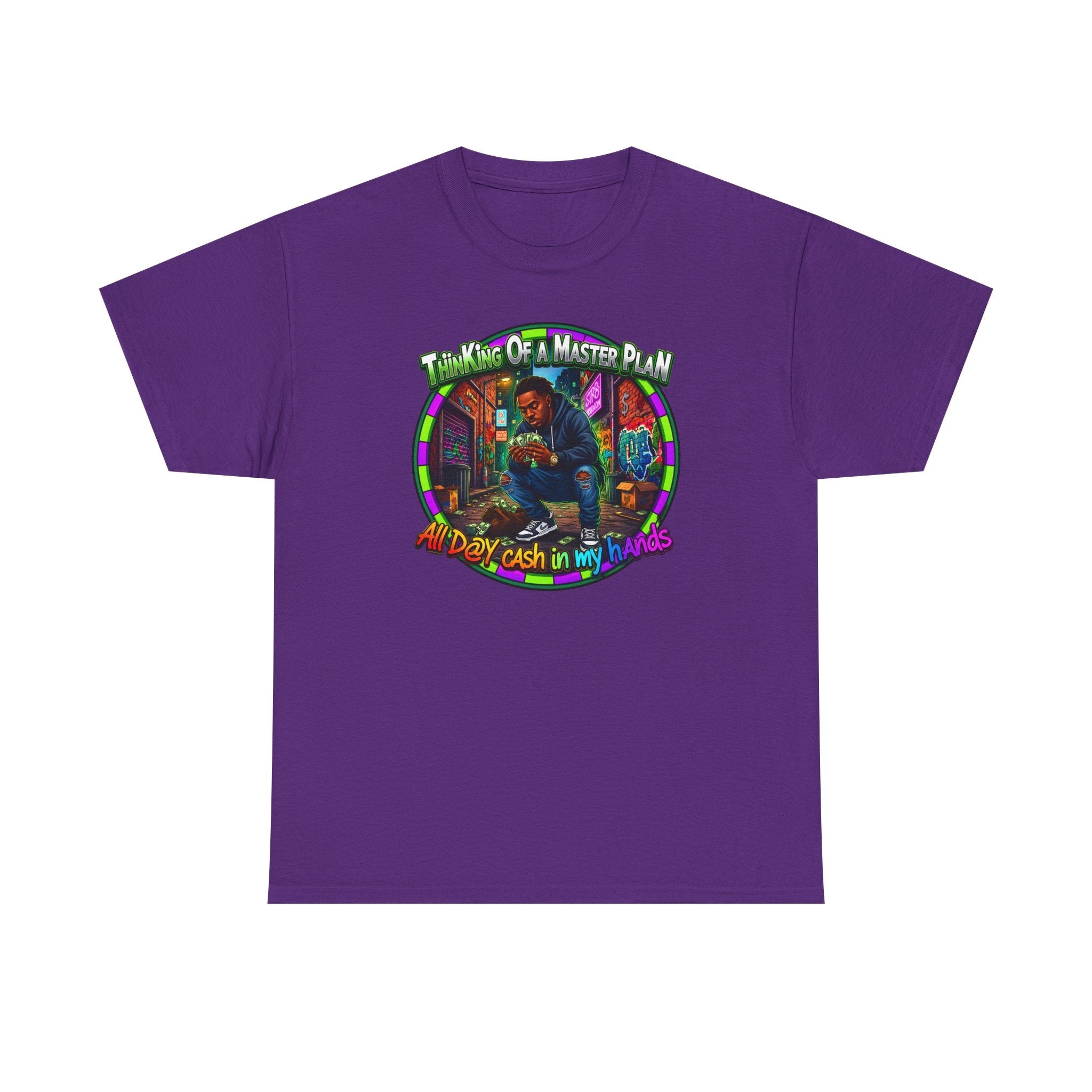 T-Shirt — "Thinking of a Master Plan" Colorful Retro Hip-Hop Graphic Tee