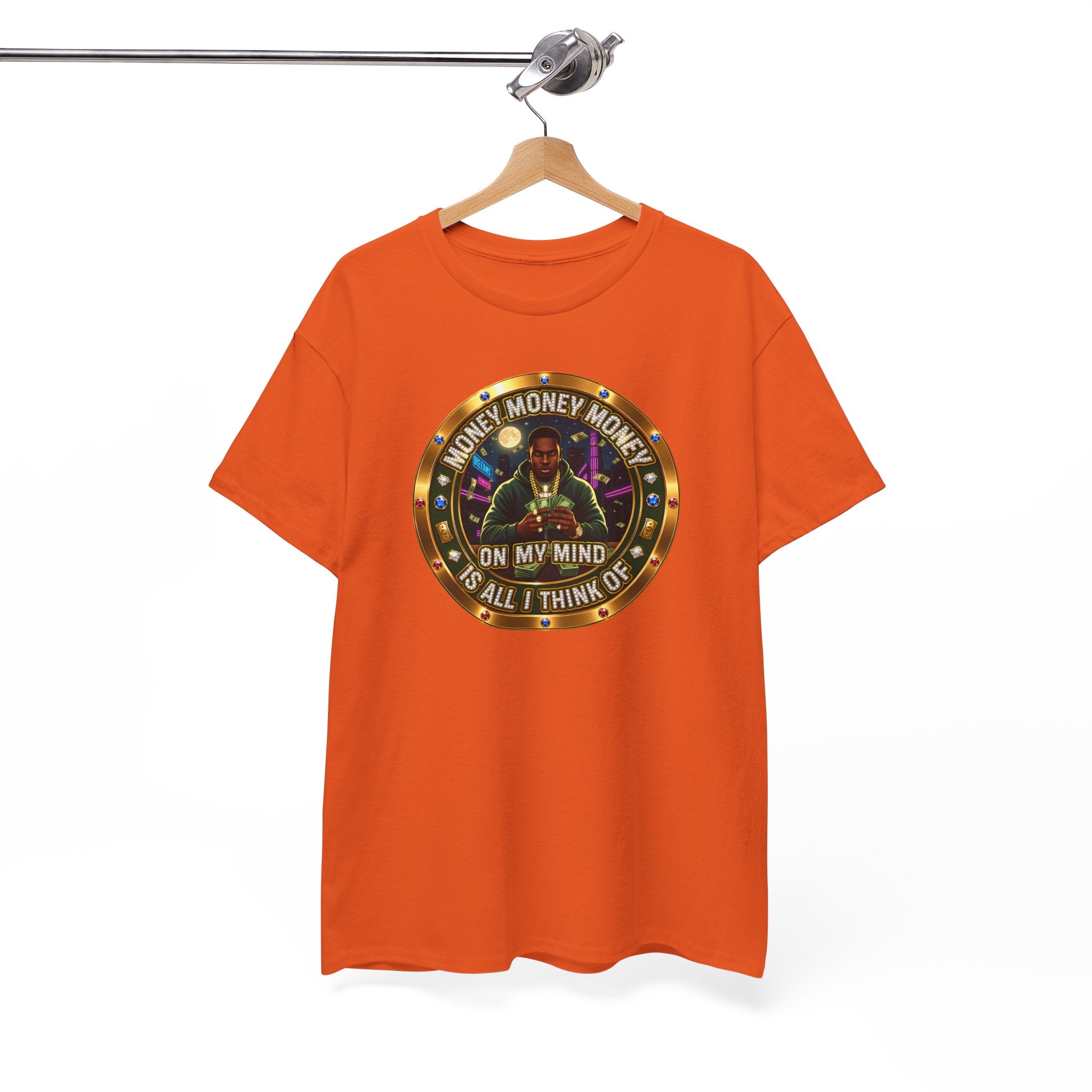 "Money On My Mind" Graphic Tee — Retro Casino Coin Design