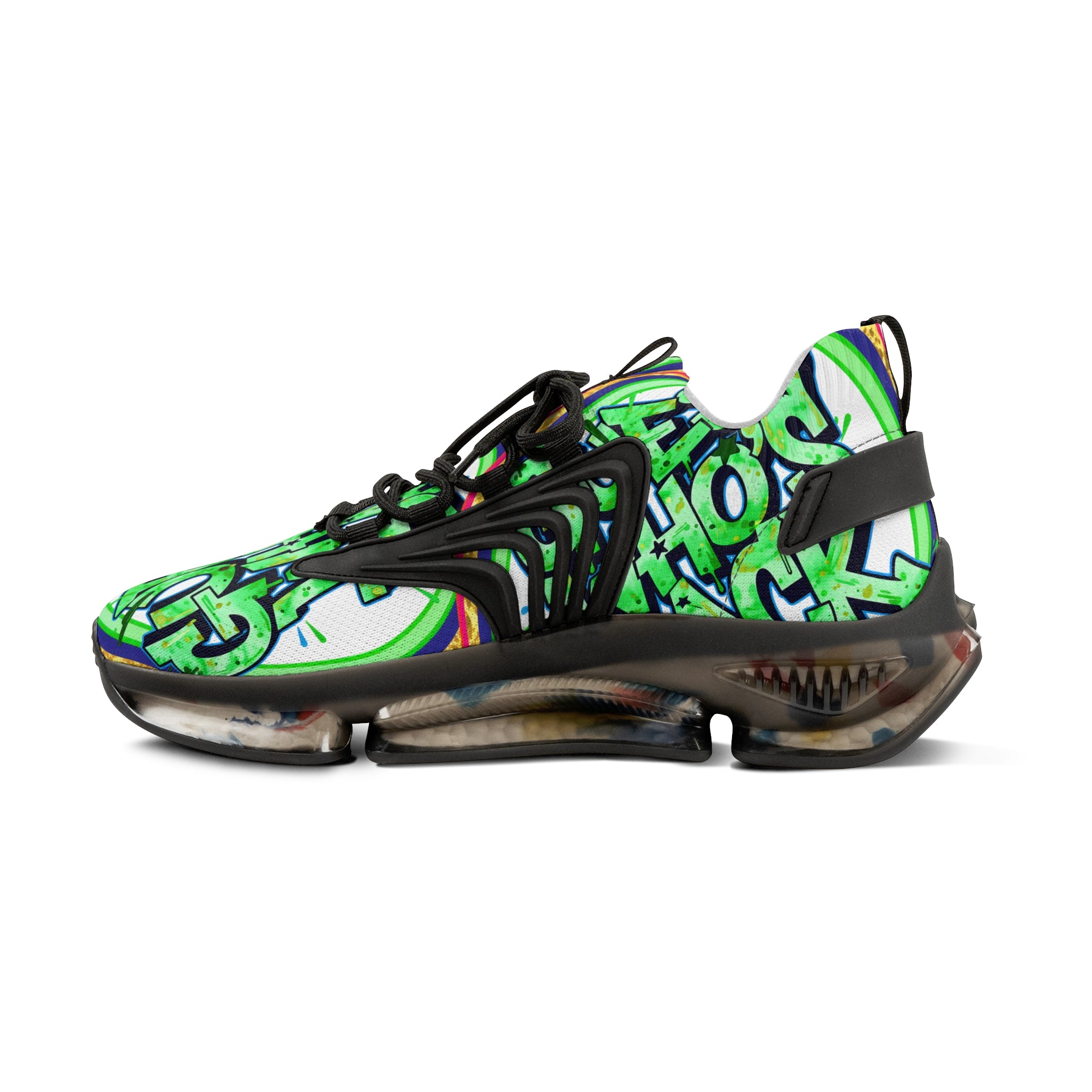 Men's Mesh Sneakers — " Guess Who's Back" Bold Green Graffiti 'Guess Who's Next' Athletic Shoes