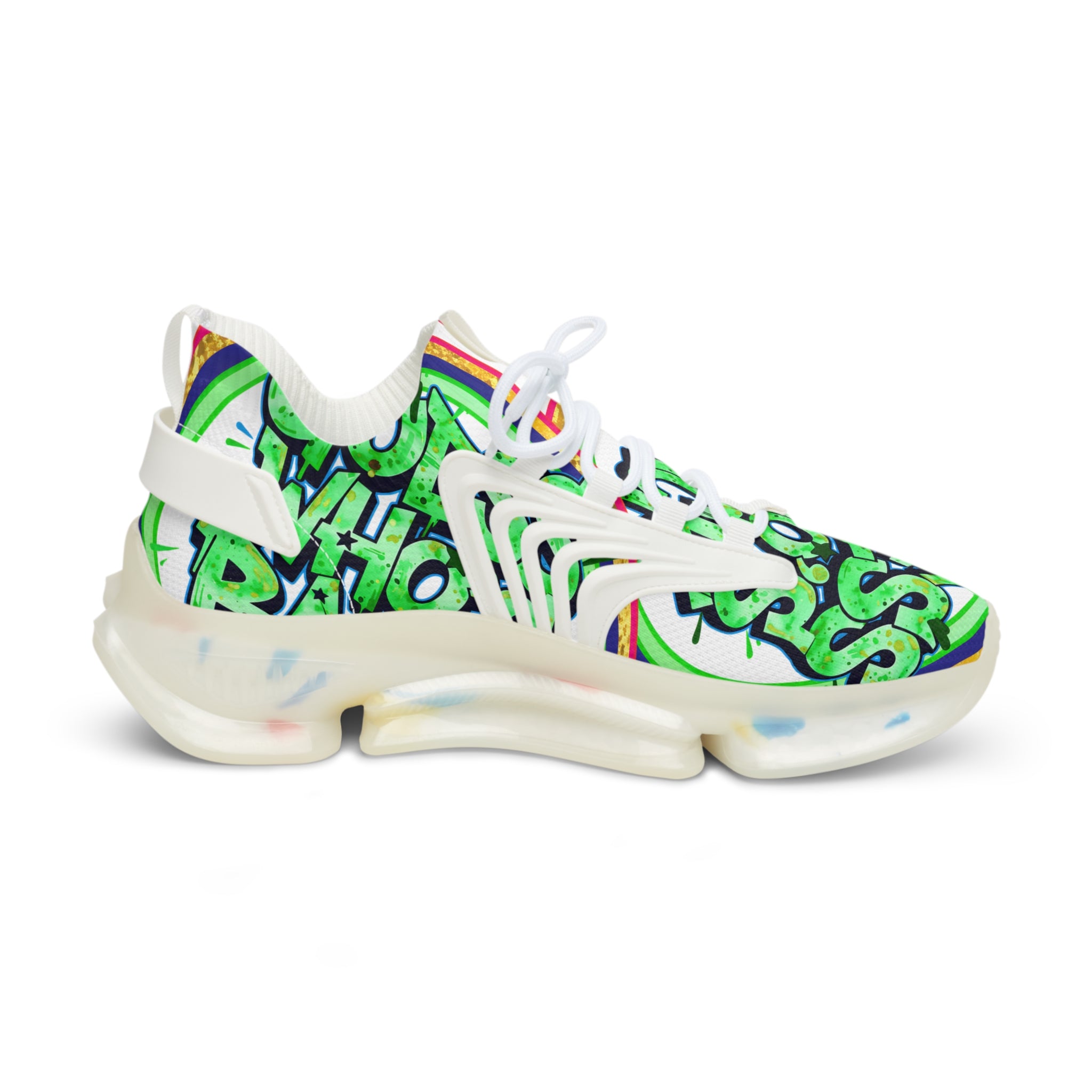 Men's Mesh Sneakers — " Guess Who's Back" Bold Green Graffiti 'Guess Who's Next' Athletic Shoes