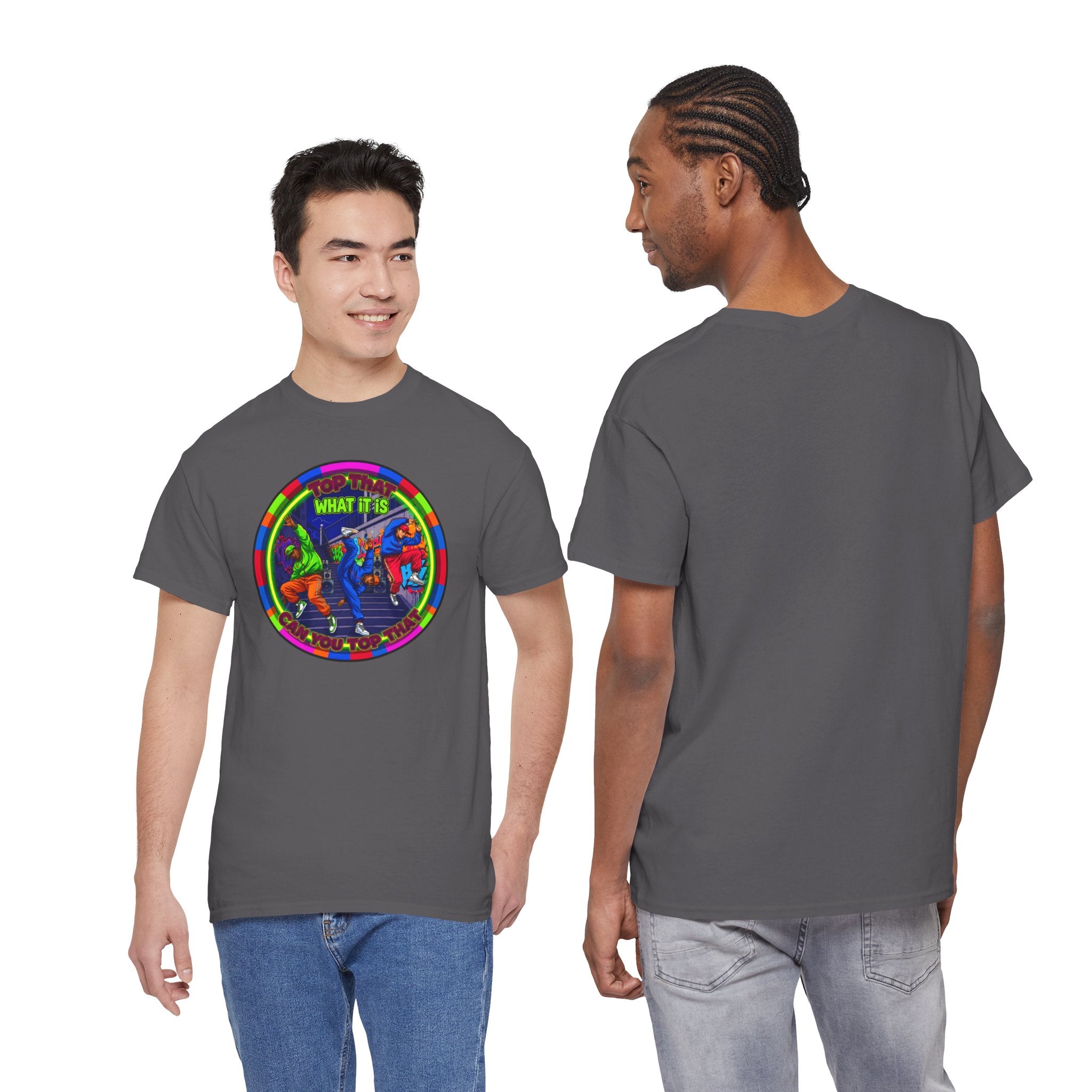 Dance Crew T-Shirt – "Top That What It Is" Retro Neon Graphic Tee