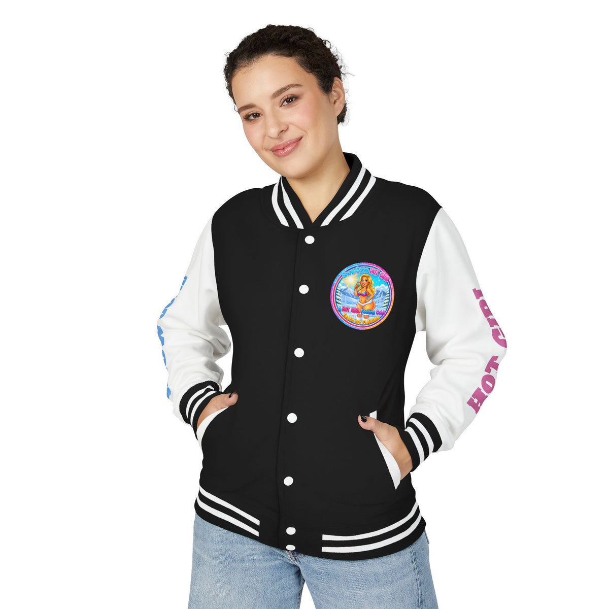 Angel Pinup Letterman Jacket — "Snowcone Hot Girl " Graphic Varsity Jacket