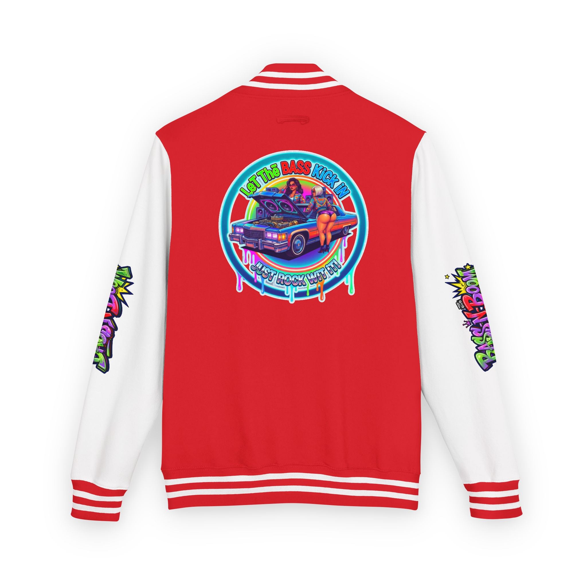 Letterman Jacket — ' Let The Bass Kick In' Retro Lowrider Crew Graphic