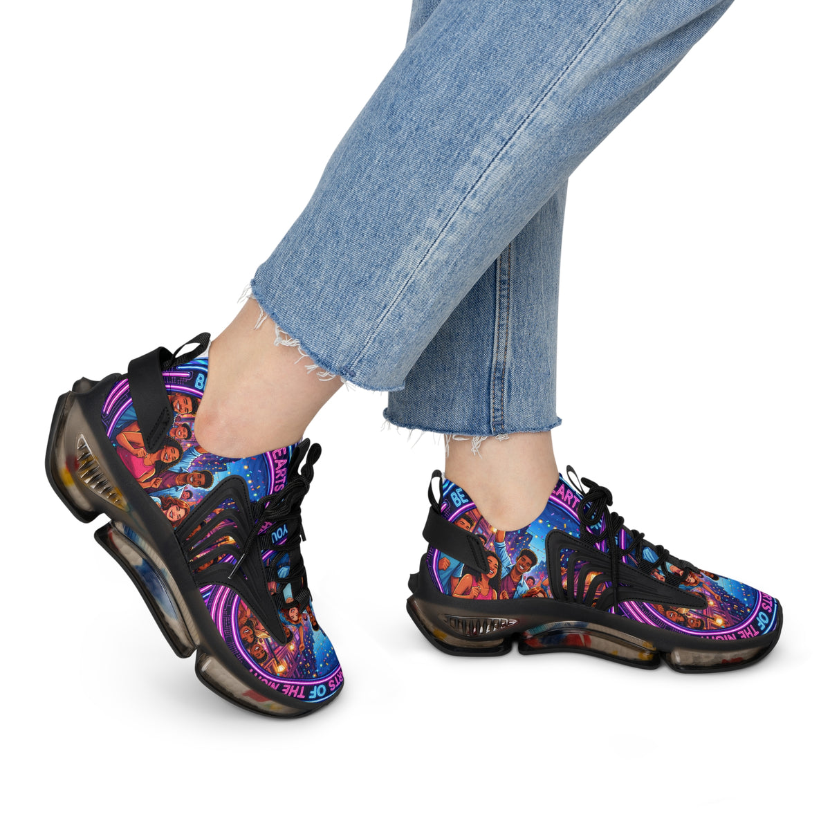 Women’s Mesh Sneakers — Colorful 'Be Young Of Hearts of the Night' Graphic Athletic Shoes