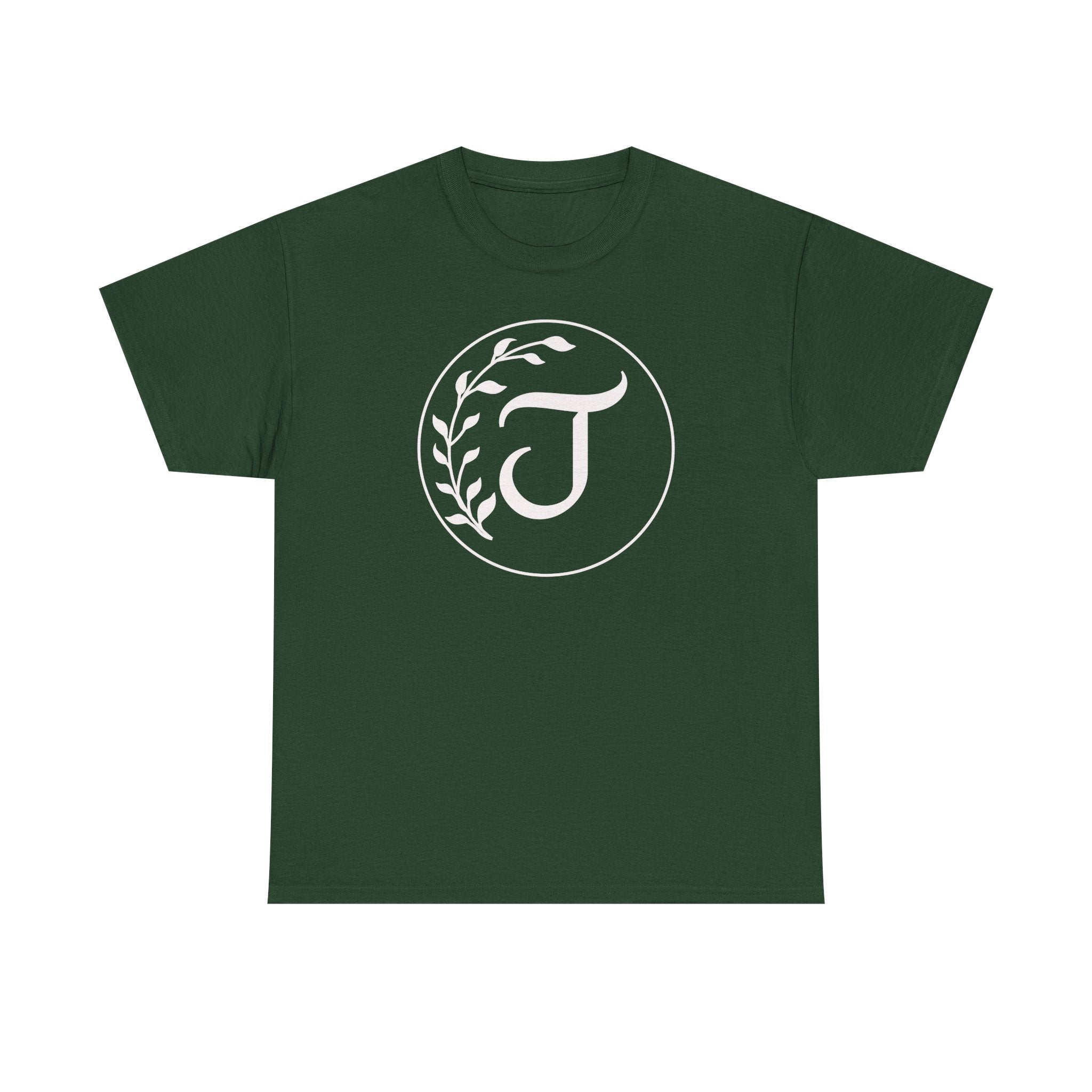 White Tee with Subtle "Floral J " Jesus Christ "— Minimalist Japanese Character T-Shirt