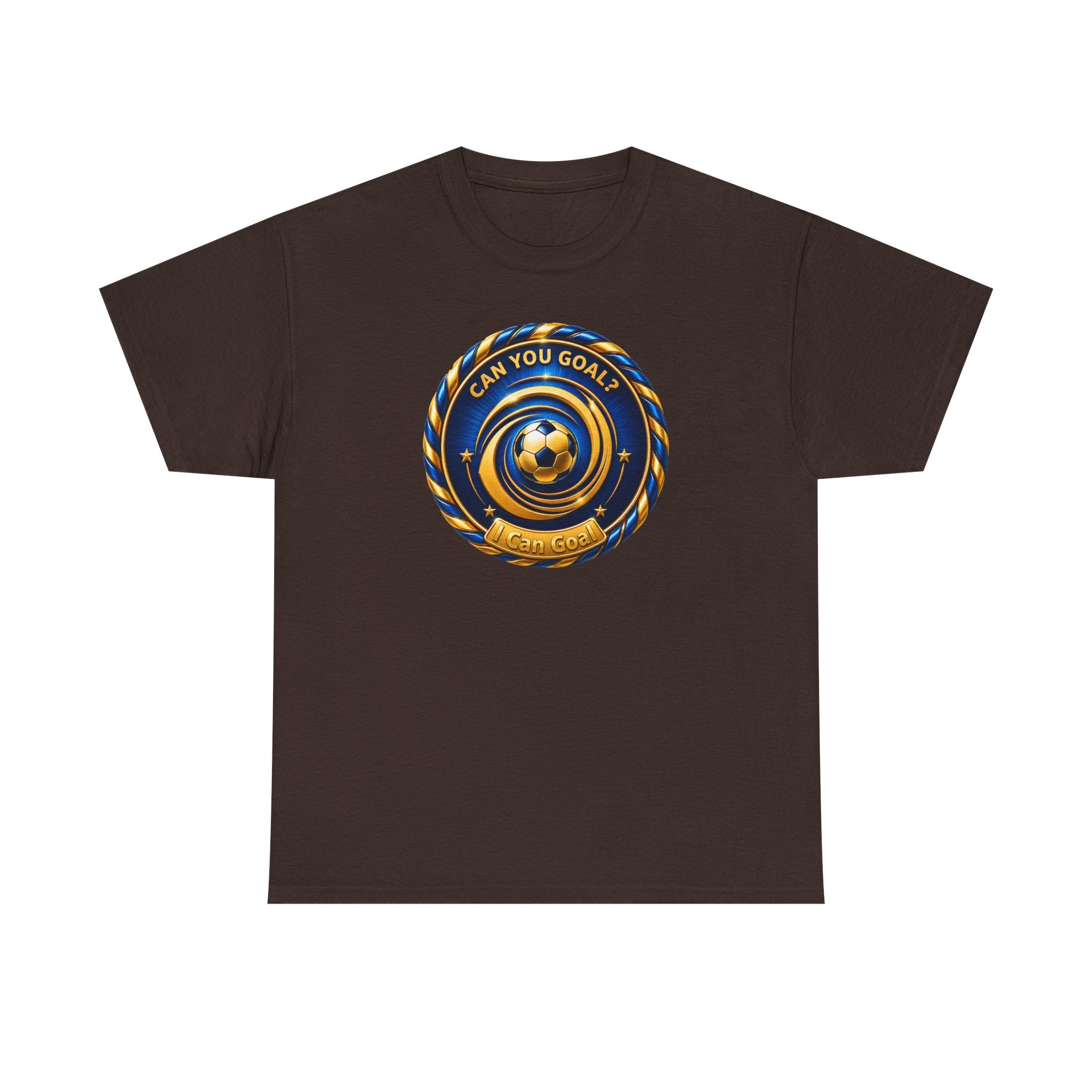 Soccer Badge Tee — "Can You Goal?" Graphic Soccer Shirt