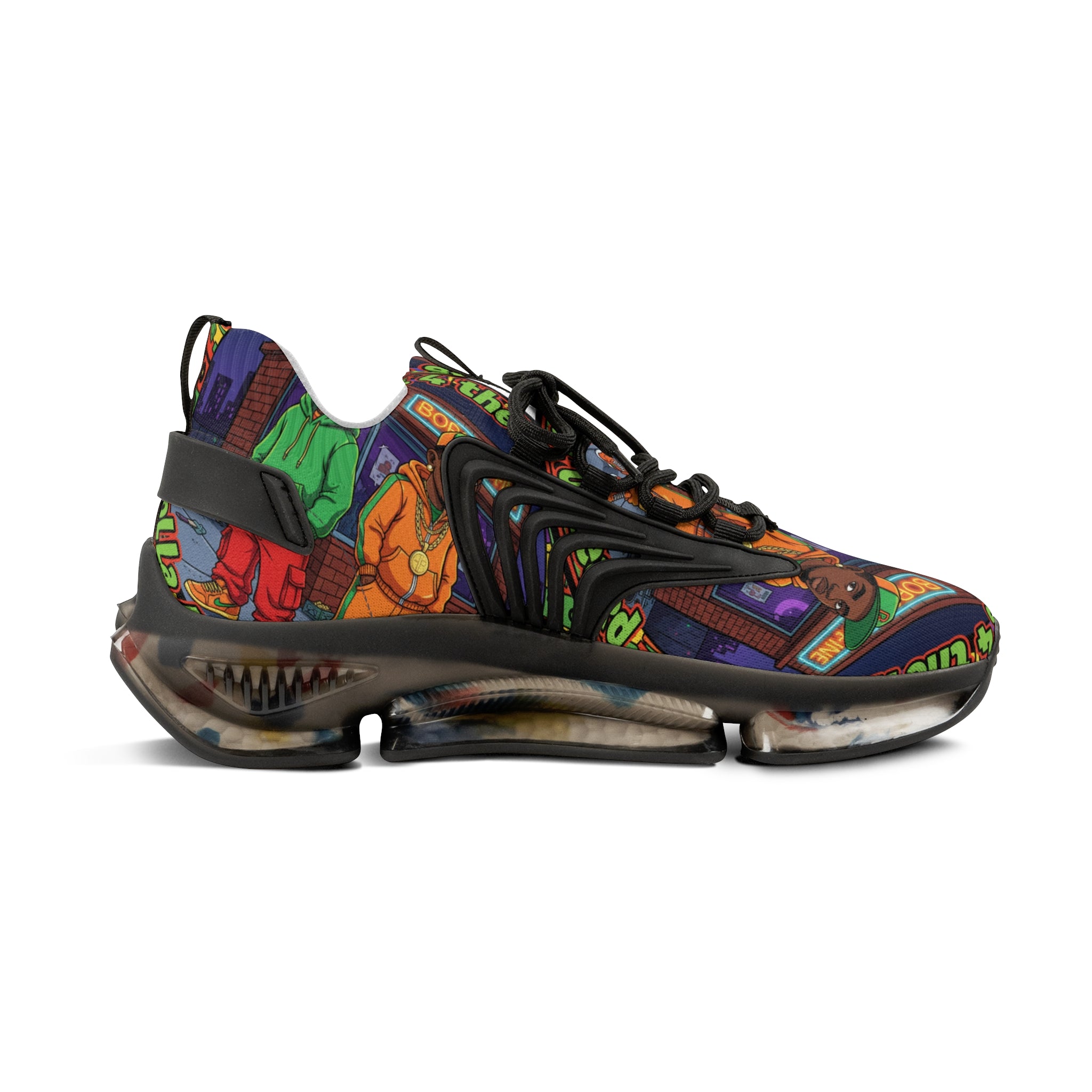 Mesh Sneakers — "I'm Waiting For The Re-Up"Urban Retro Street Art Print Men’s Athletic Shoes
