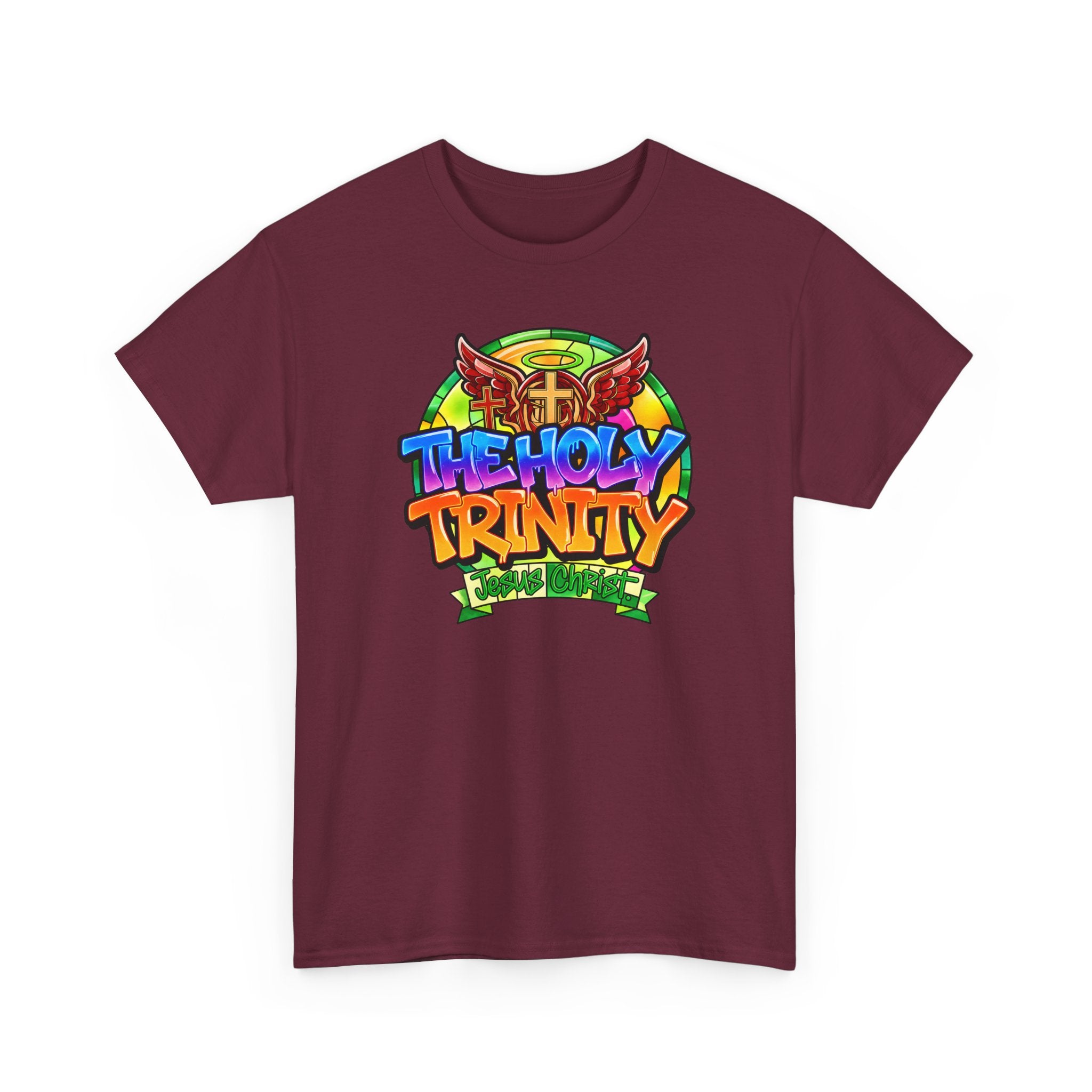 Holy Trinity Graphic Tee — Colorful Faith-Inspired Streetwear T-Shirt