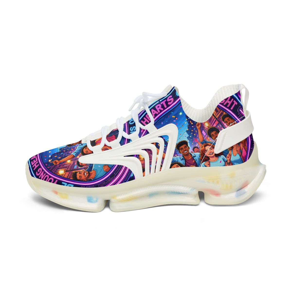 Women’s Mesh Sneakers — Colorful 'Be Young Of Hearts of the Night' Graphic Athletic Shoes