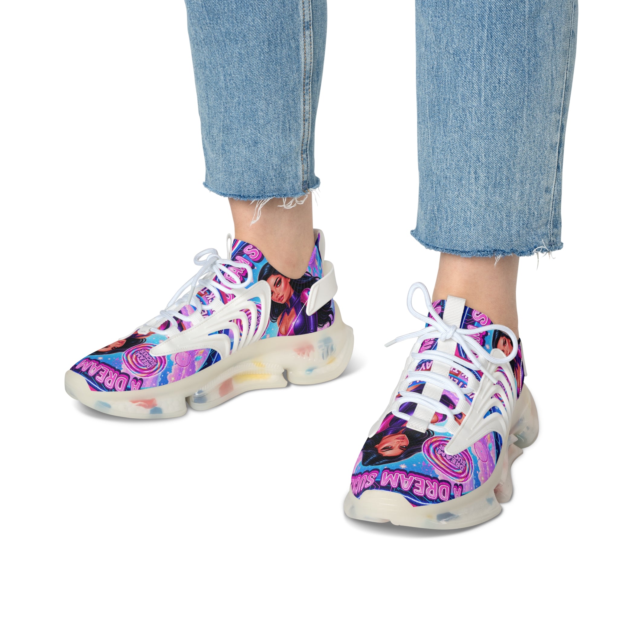 Women's Mesh Sneakers — Vibrant 'A Dream Sucker' Graphic Athletic Shoes