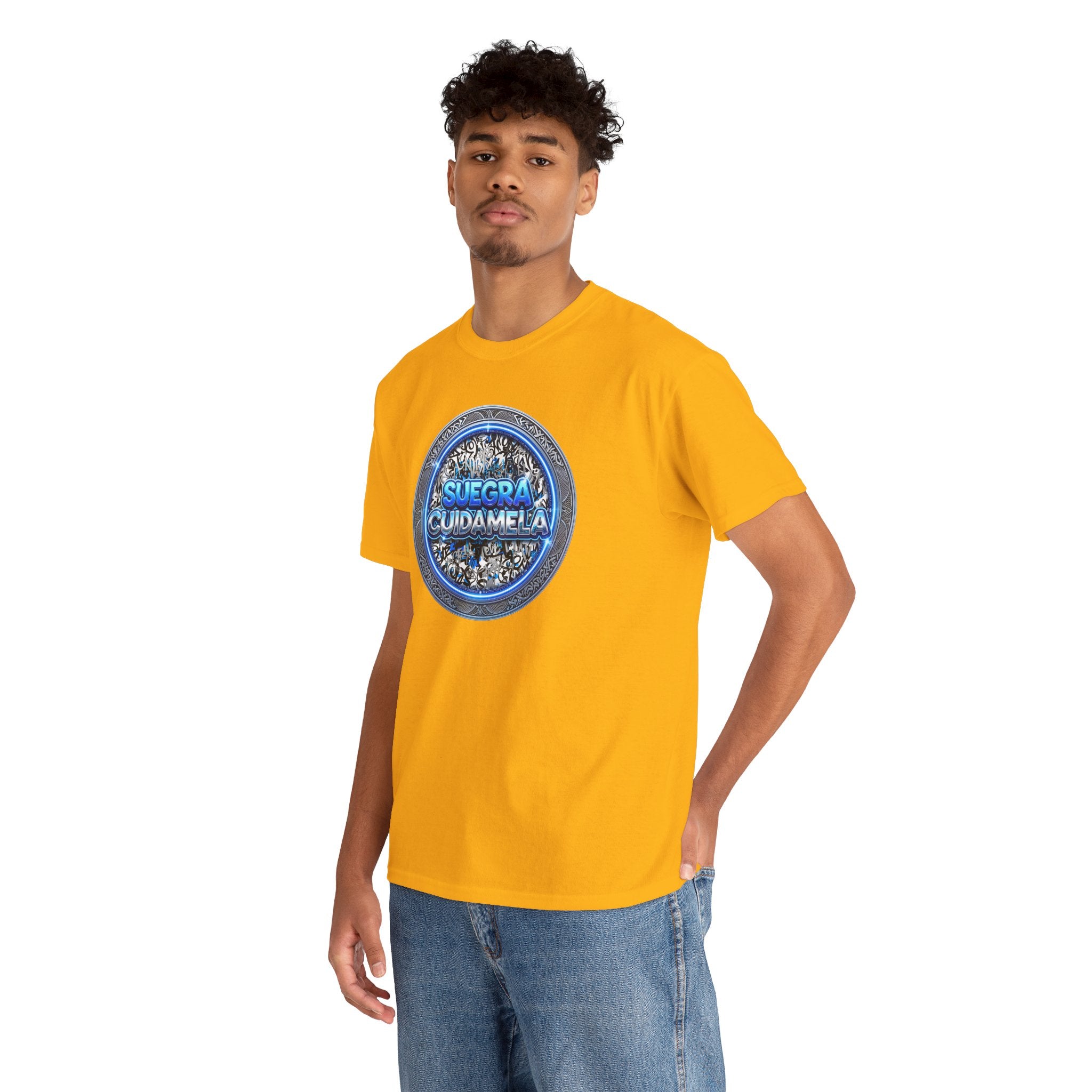 T-Shirt — Suegra Cuídame (Blue Floral Emblem)
