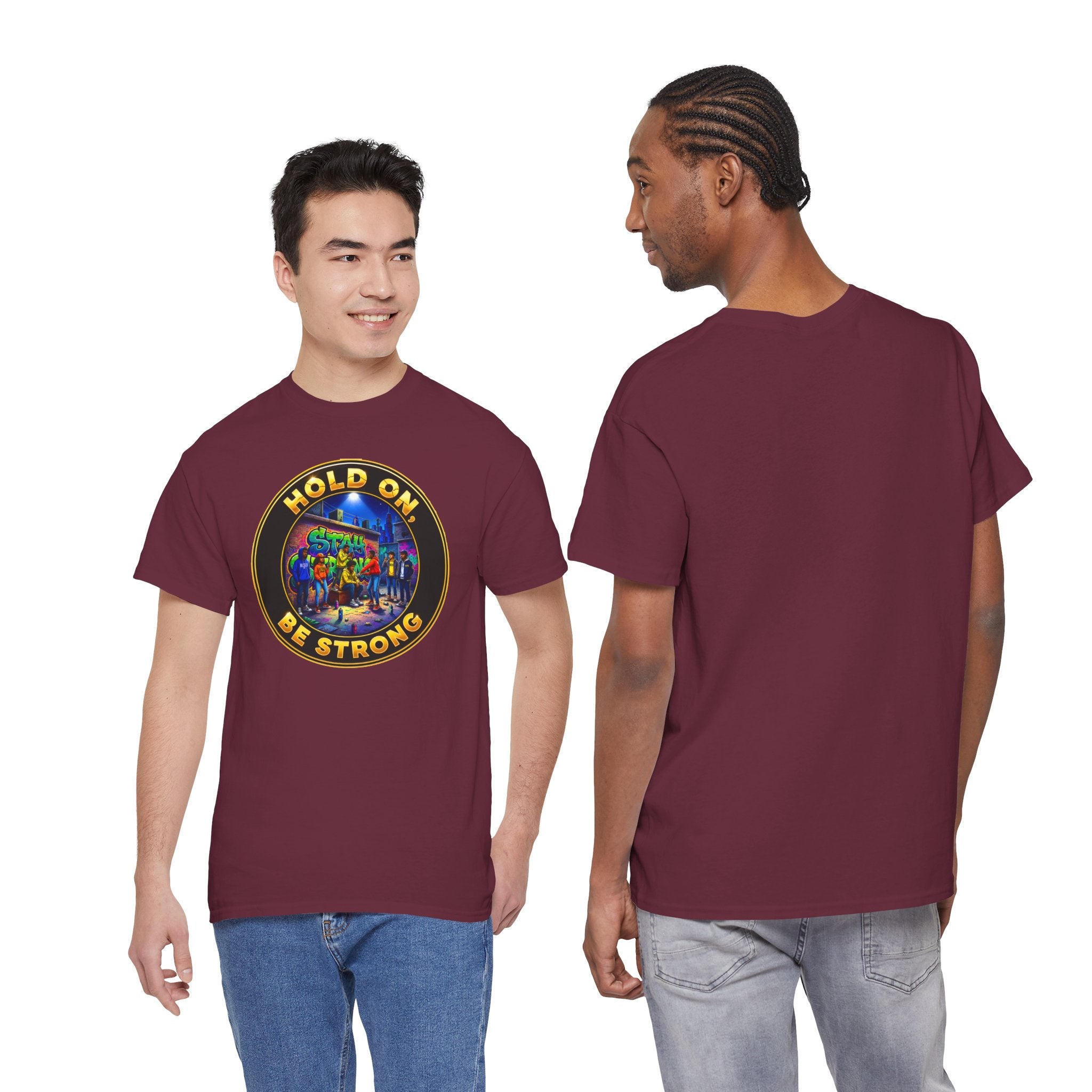 T-Shirt — 'Hold On Be Strong' Inspirational Retro Circle Graphic Tee