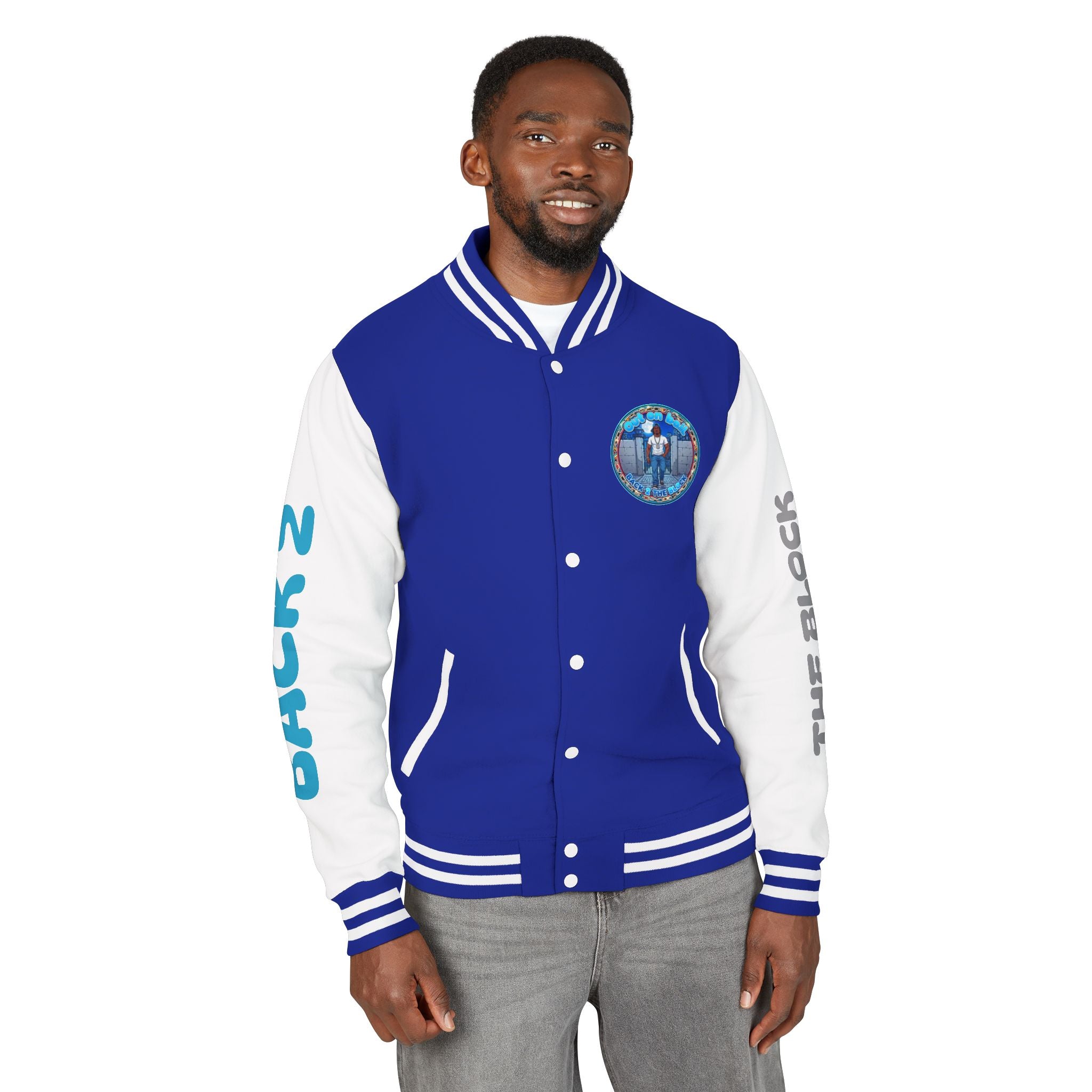 Letterman Jacket — 'Back 2 The Block' Retro Streetwear Patch Jacket