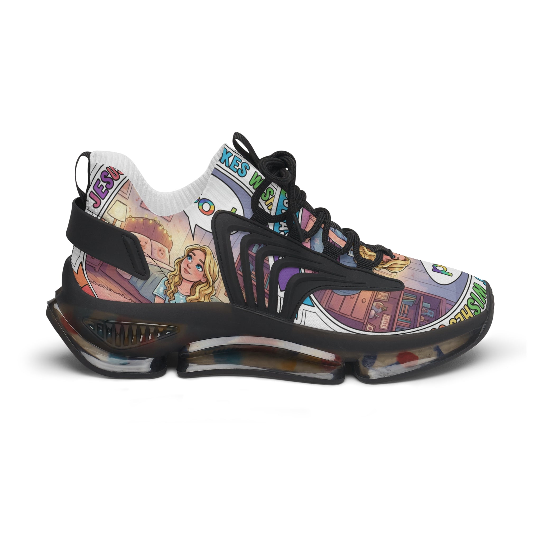 Mesh Sneakers — Inspirational 'Jesus Christ Makes Wishes Come True" Graphic Women's Trainers